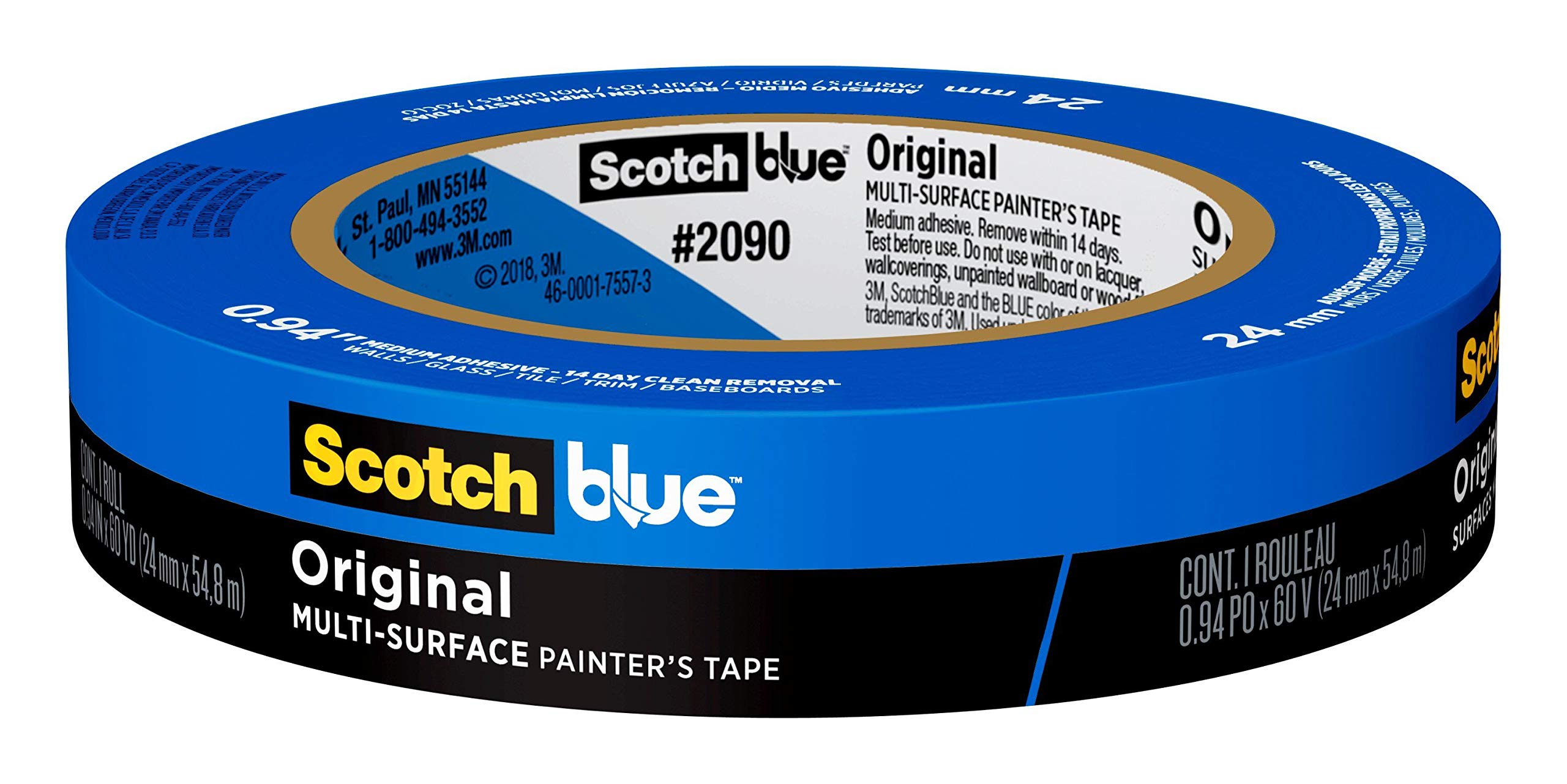 ScotchBlue Original Multi-Surface Painter's Tape - 0.94 Inch x 60 Yard, 24 Rolls - Perfect for Home Painting Projects, DIY Crafts, Wall Decor & Professional Use