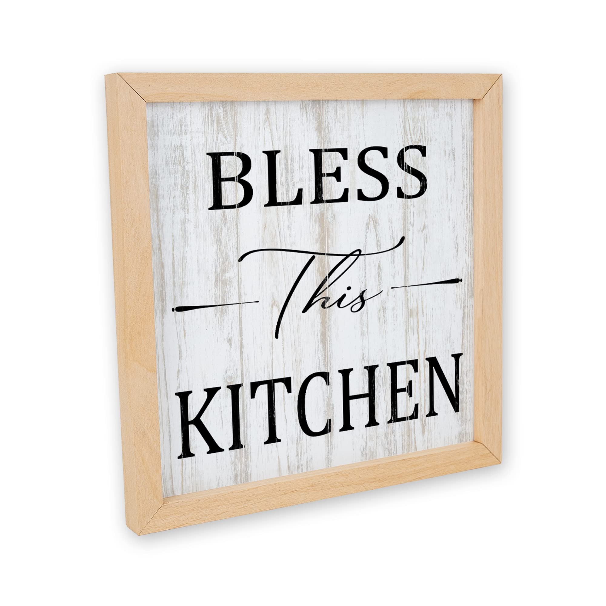 Bless This Kitchen Wood Sign - Rustic Farmhouse Wall Décor for Kitchen, Home & Dining Room - Handmade in USA - 10x10 Inches - Perfect for Farmhouse, Cottage & Country Style Homes (F1-10100001011)