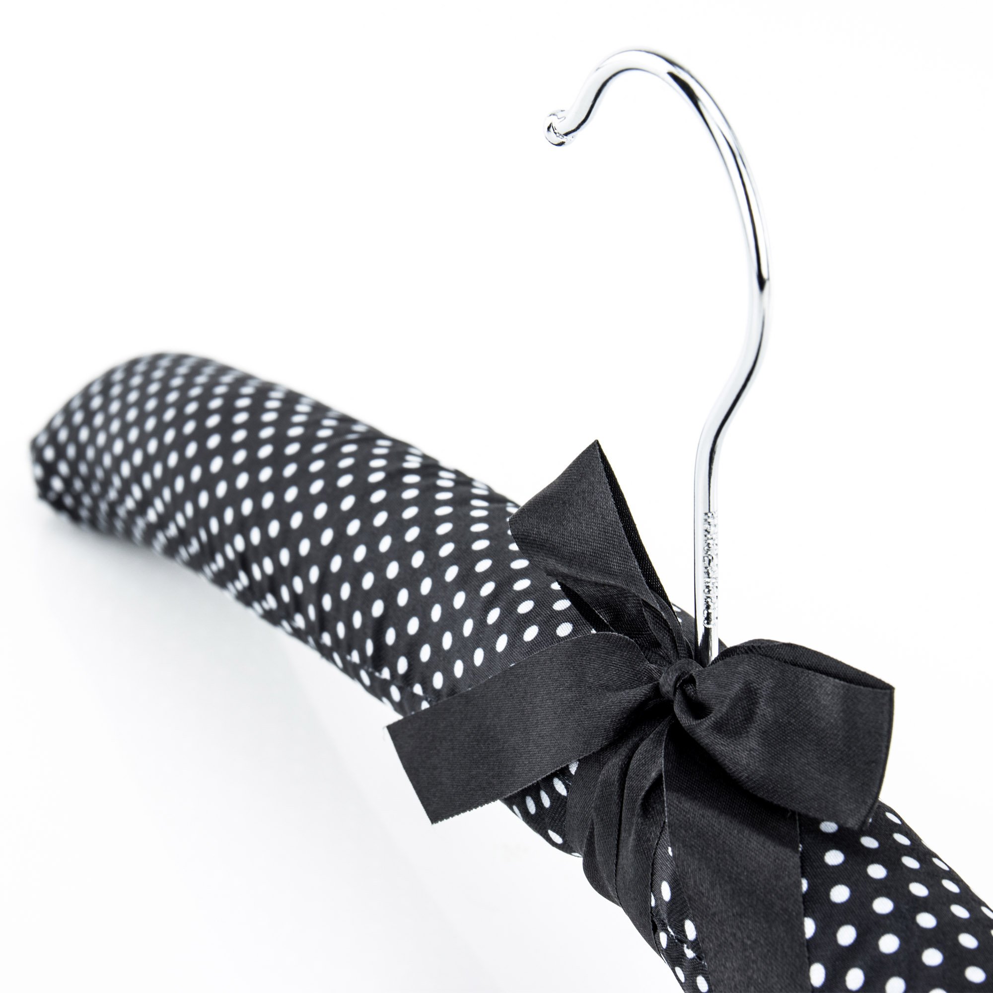 Hangerworld 5-Pack Black & White Polka Dot 17-Inch Satin Padded Coat Hangers for Closet Organization & Delicate Garments - Perfect for Dresses, Suits & Coats
