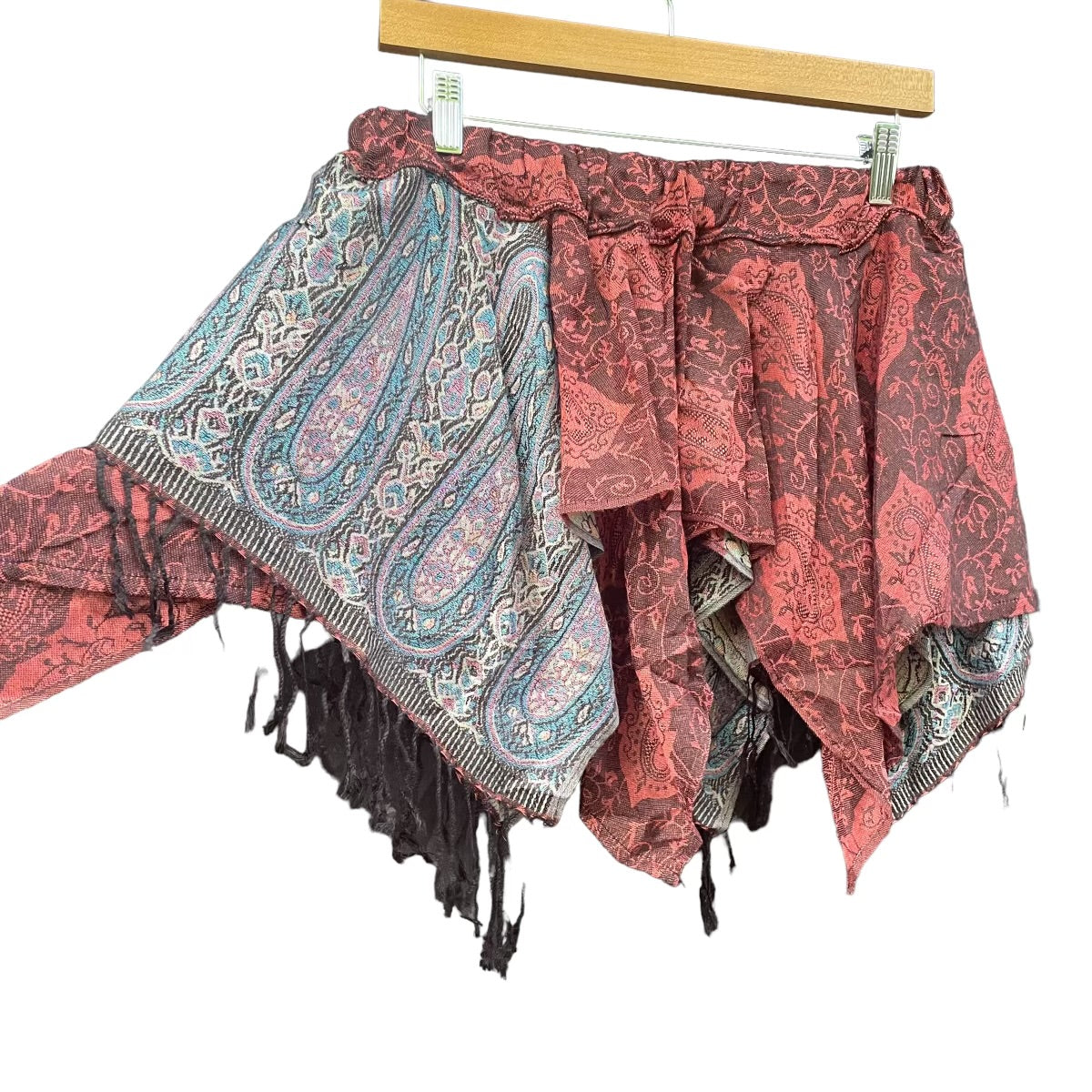 Fairy Pashmina Skirt - Red & Black Paisley Print Flowy Maxi Skirt for Women | Boho Chic Summer Beach Dress, Festival Outfit, Vacation Wear