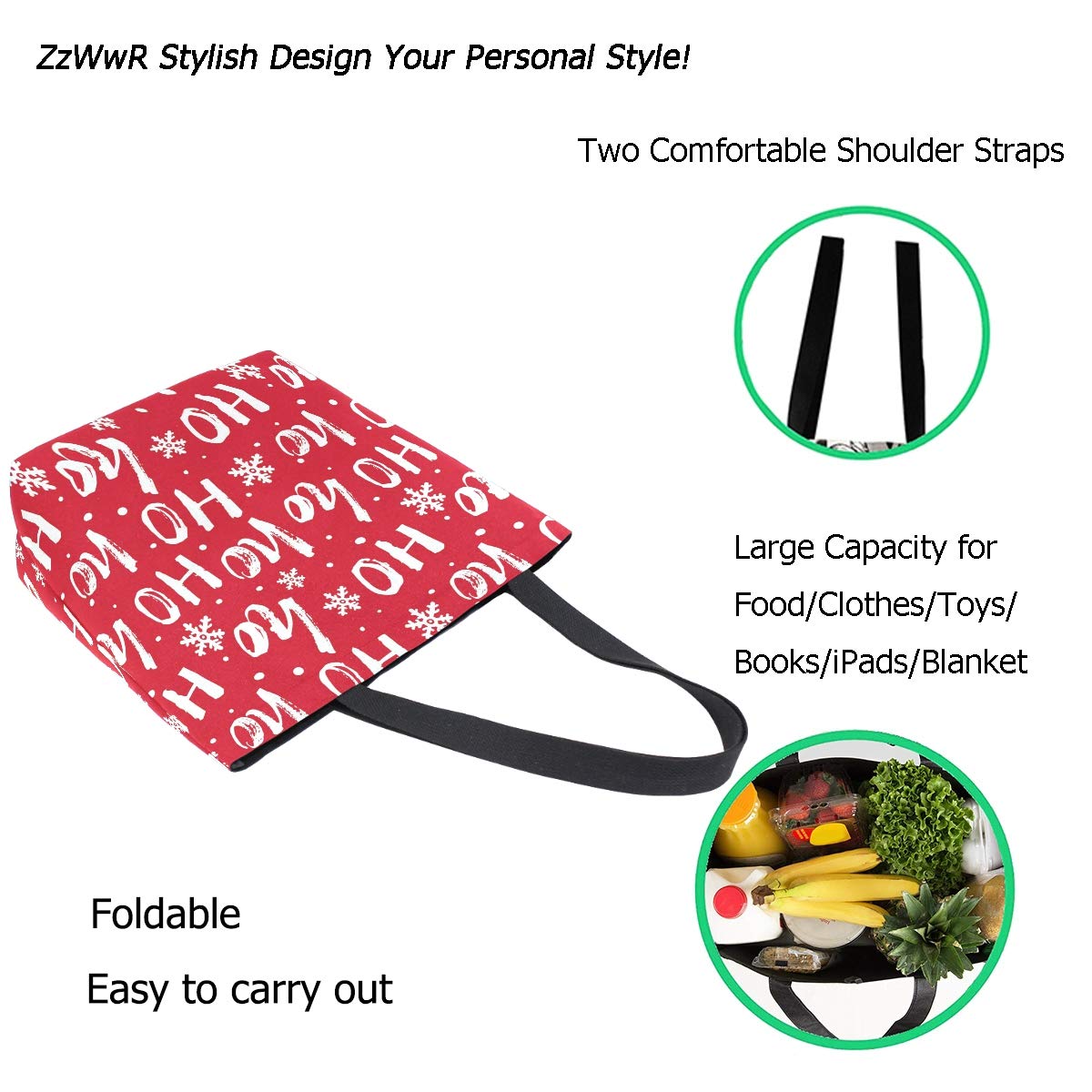 Stylish Extra Large Print Shoulder Tote Bag for Women - Beach Bag, Travel Weekender, Gym & Grocery Shopping - Perfect for Work, Vacation & Everyday Use