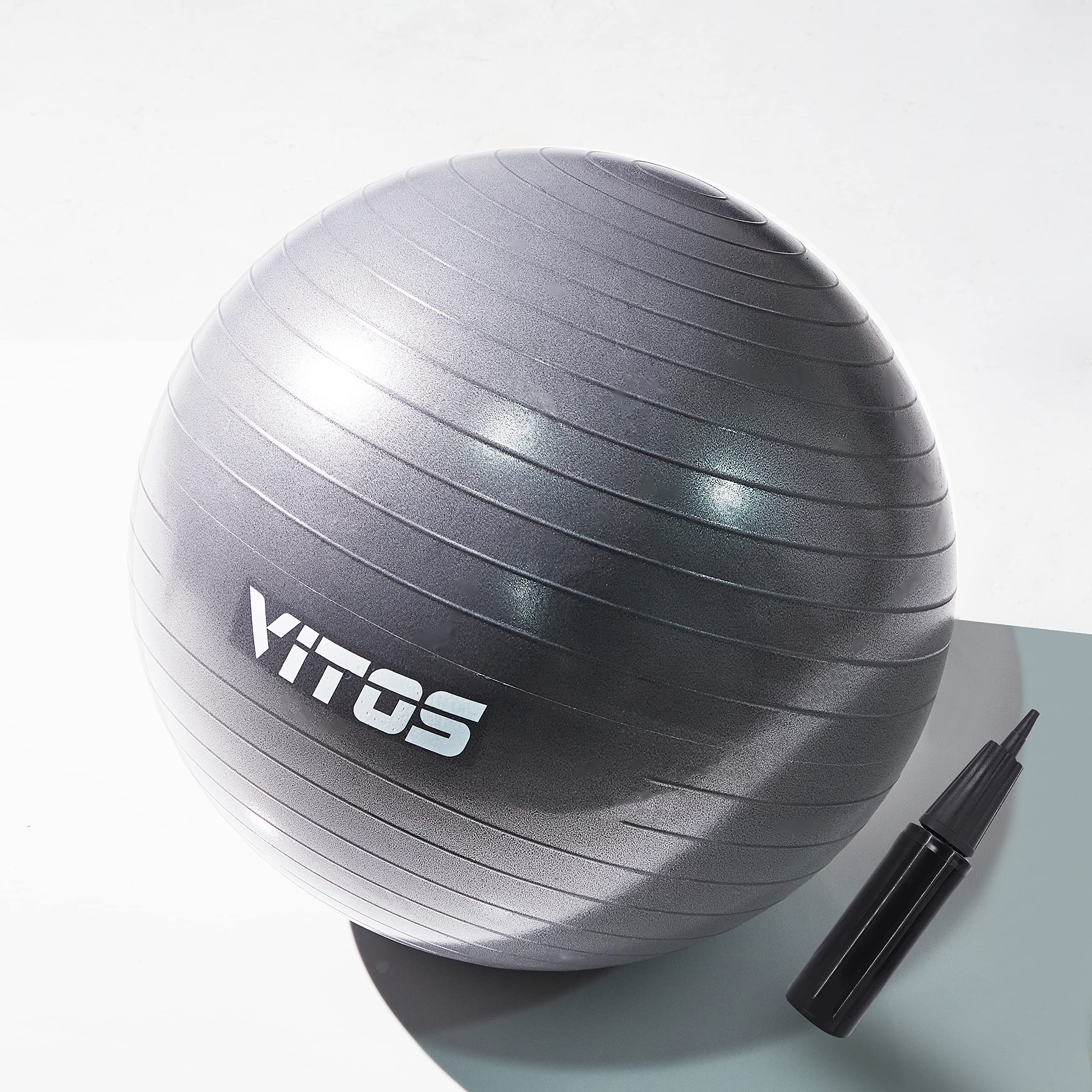 Vitos Anti-Burst Exercise Yoga Ball – Extra Thick Non-Slip Fitness Ball Supports 2200lbs for Stability, Balance, Pilates & Workouts | Includes Quick Pump | Professional Quality Design for Home Gym, Office & Pregnancy Fitness