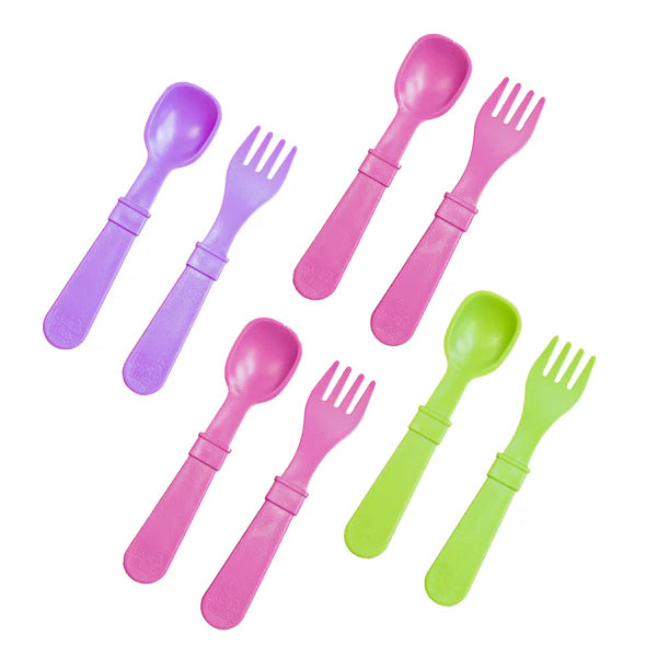 Reusable Eco-Friendly Silicone Baby Utensils Set - 8 Pack for Toddlers & Kids - BPA-Free, Soft Grip Spoons & Forks - Perfect for Baby-Led Weaning, Travel & Daycare Use
