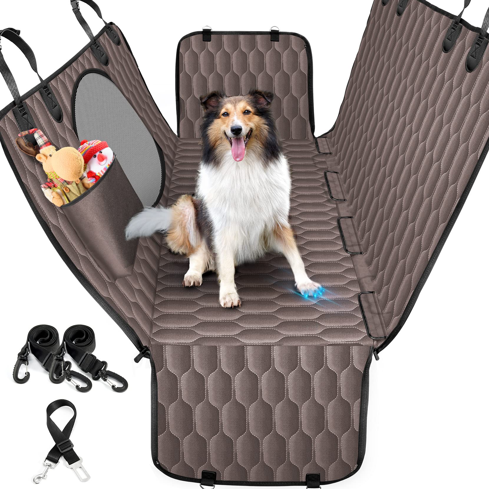 Waterproof 600D Scratchproof Dog Car Seat Cover for Back Seat - Durable Pet Hammock with Mesh Window for Cars, Trucks & SUVs | Perfect for Travel, Outdoor Adventures & Daily Commutes
