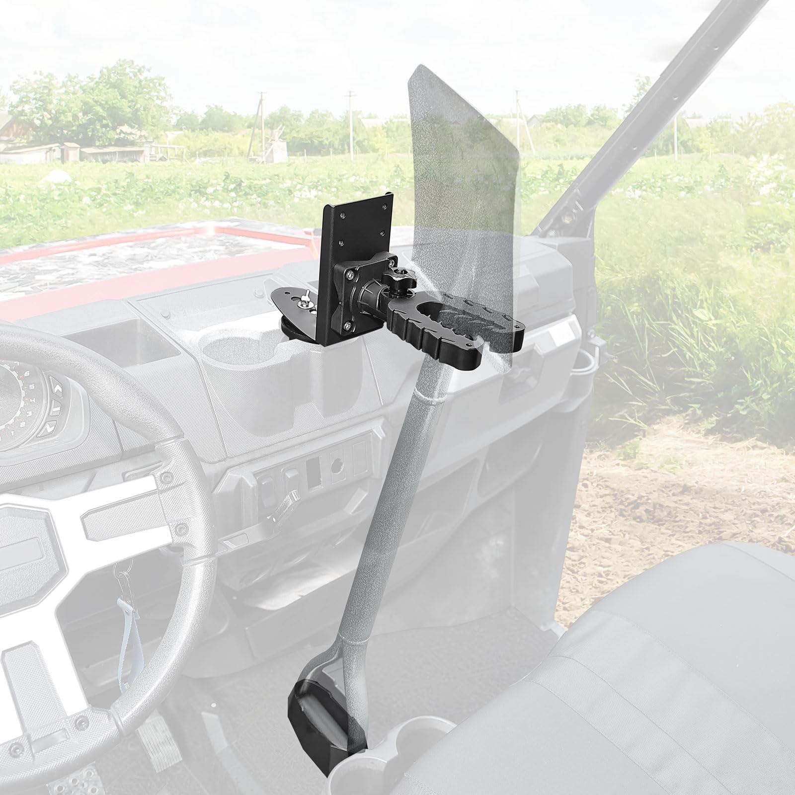 KEMIMOTO UTV Hunting Tool Holder Rack - Compatible with Polaris Ranger & General, Dash Cup Holder or Cargo Bed Mount - Shovel & Bow Storage for Off-Road Adventures, Hunting & Outdoor Work
