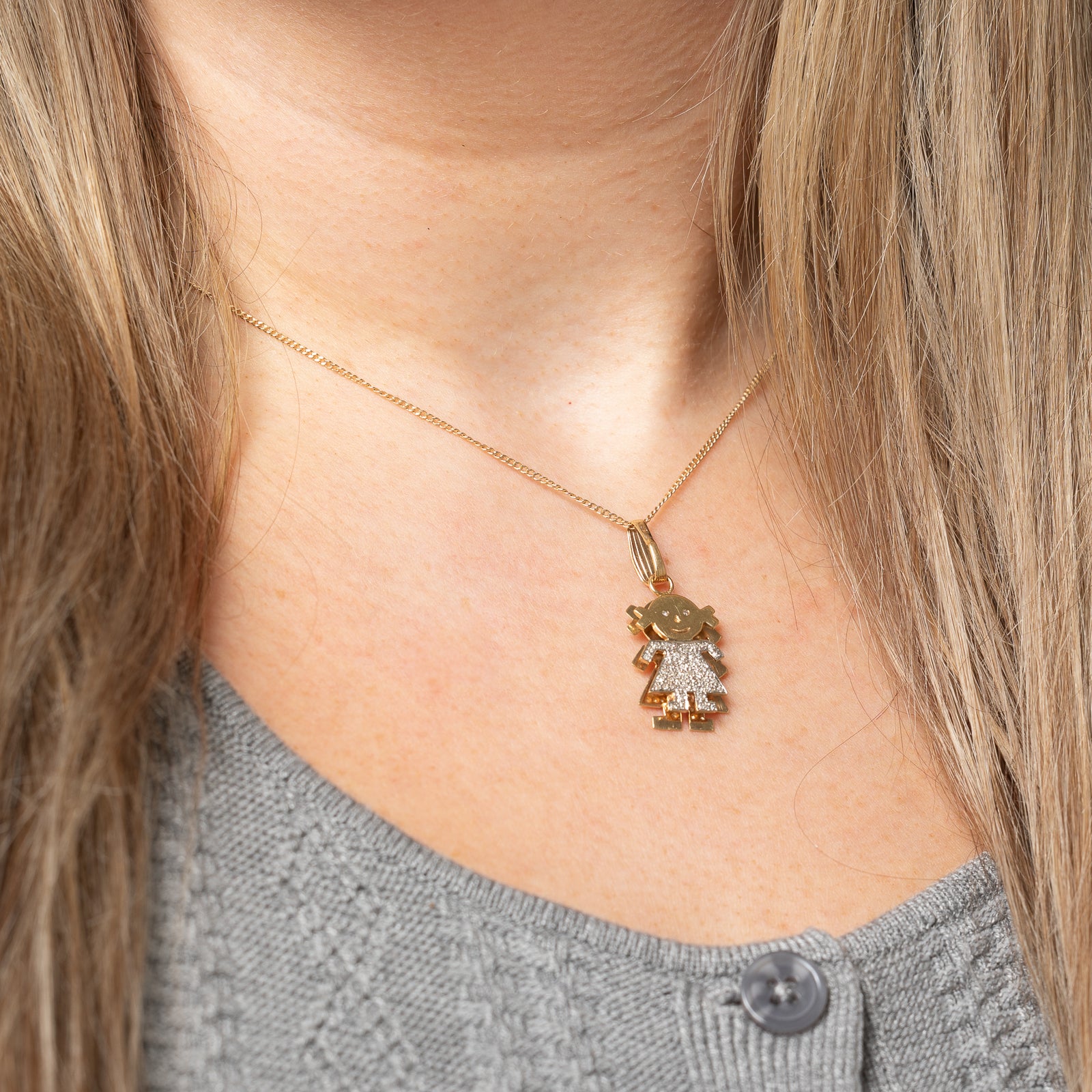 0.20ctw Diamond Girl Pendant Necklace for Women - Elegant 14K Gold Jewelry Gift for Her | Perfect for Birthdays, Anniversaries & Special Occasions