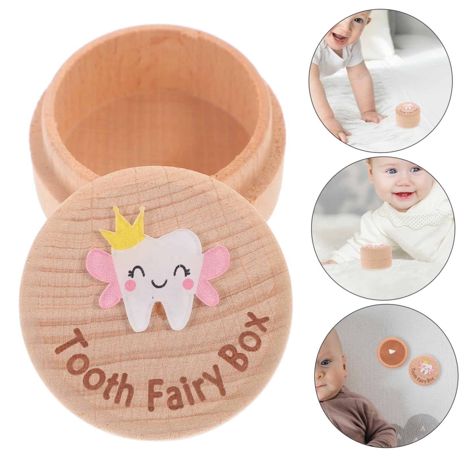 Wooden Tooth Keepsake Box - First Tooth Holder & Organizer for Baby Teeth - Perfect for Baby Showers, First Tooth Gifts, and Memory Preservation