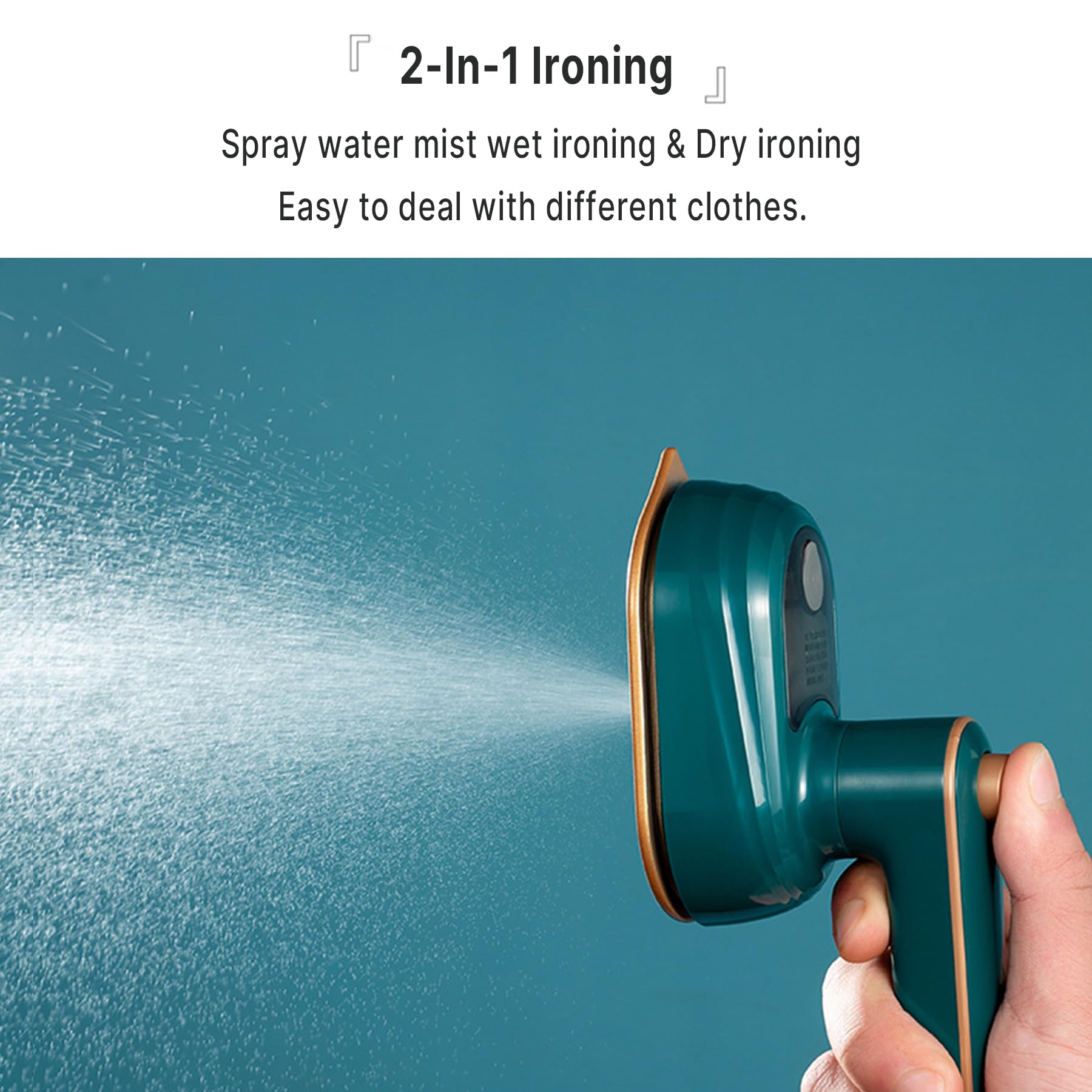 T TOVIA Portable Handheld Steamer for Clothes - Mini Travel Steamer Iron for Shirts, Dresses, Hats, Pillows & Crafts | Compact & Lightweight | Perfect for Travel, Dorm, Home & Office Use (Green)