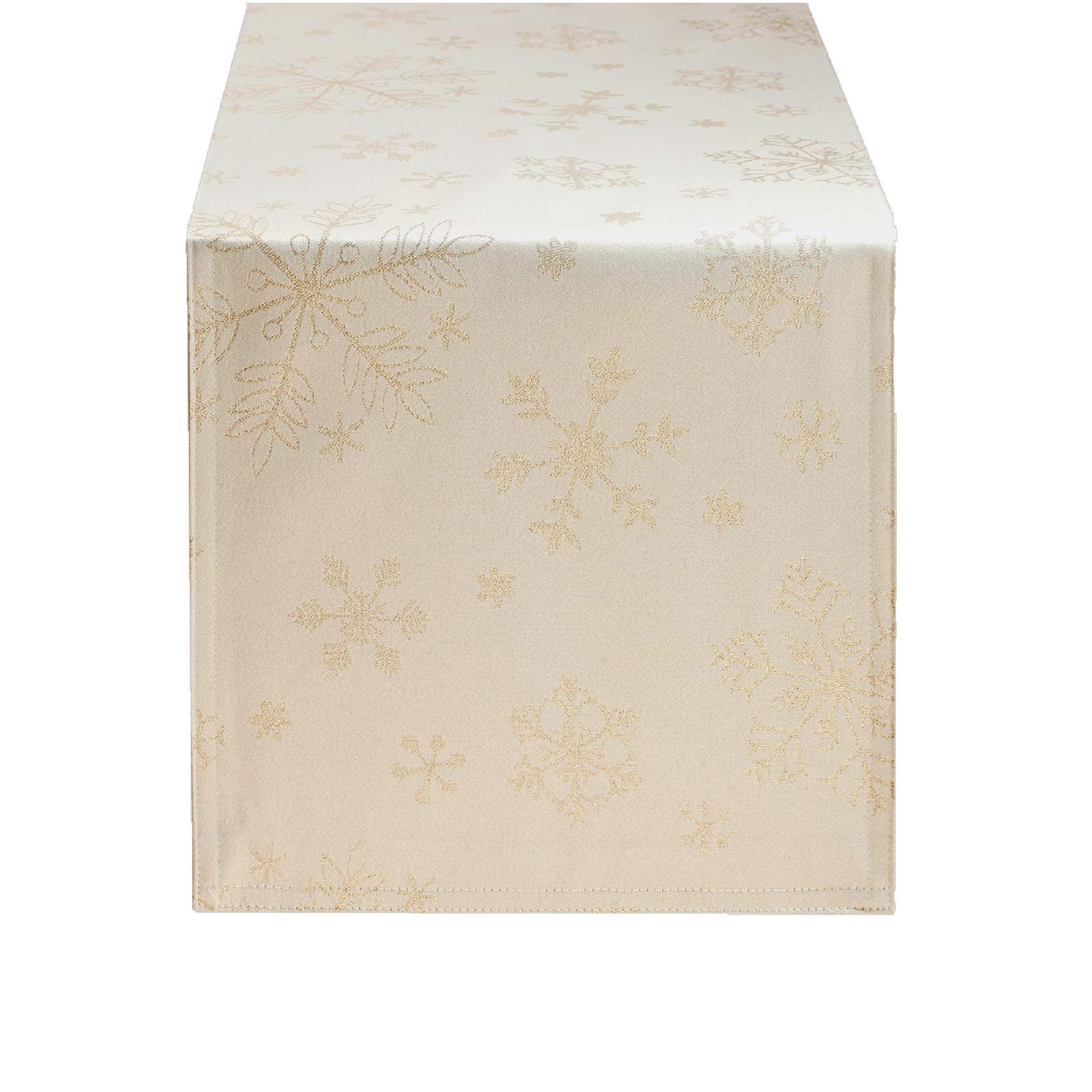 HARORBAY 13 x 108 Inch White Table Runner with Gold Snowflake Embroidery - Elegant Dining Room Table Decor, Kitchen Buffet Scarf, Holiday Party Table Cover - Perfect for Christmas, Winter Weddings & Coffee Table Decor (Crystal Series)