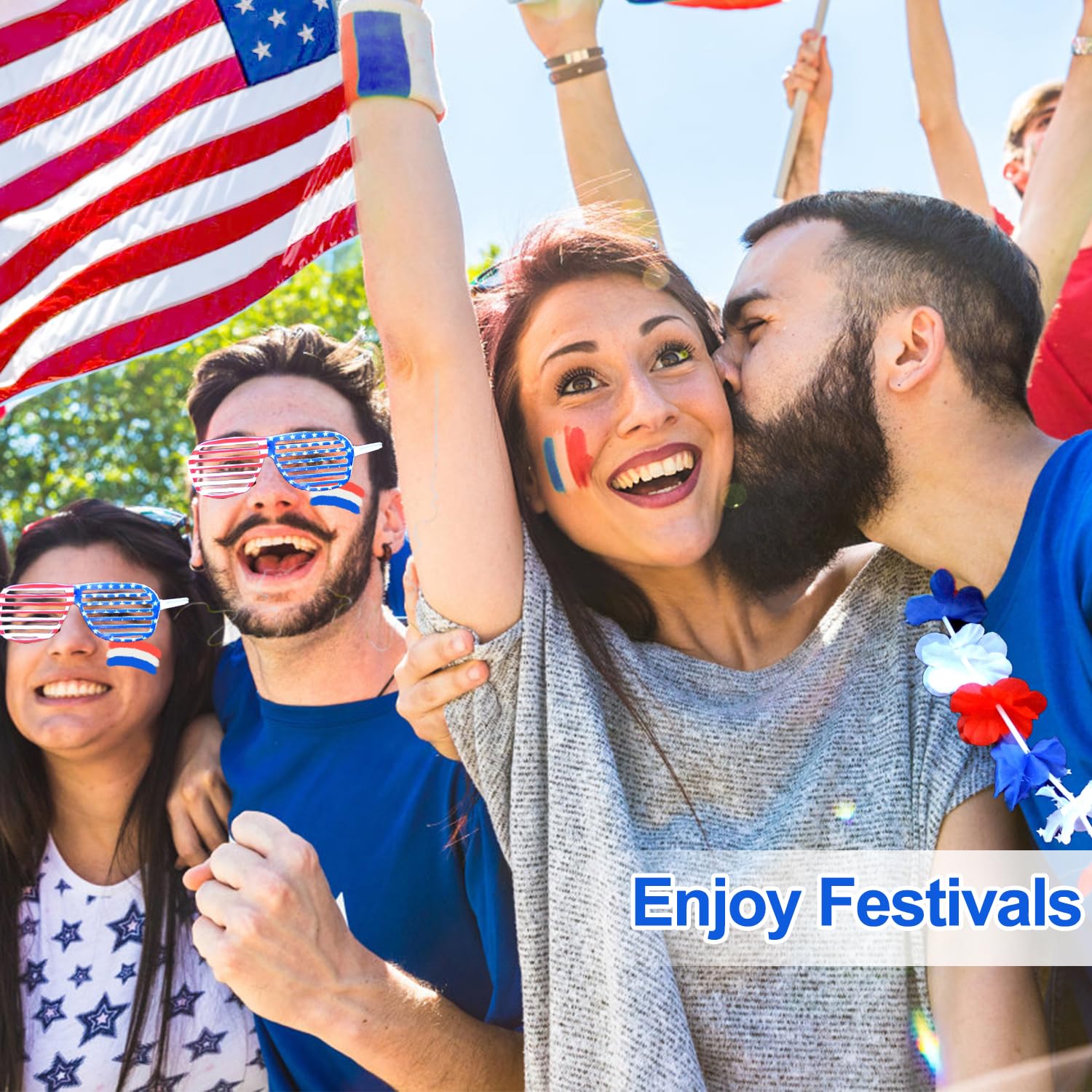 2 Pack Patriotic 4th of July Face Paint Sticks - Red White & Blue USA Flag Design for Softball, Baseball, Sports Events & Independence Day Celebrations - Safe for Men, Women & Kids - Perfect for Team Spirit, Game Days & National Holidays