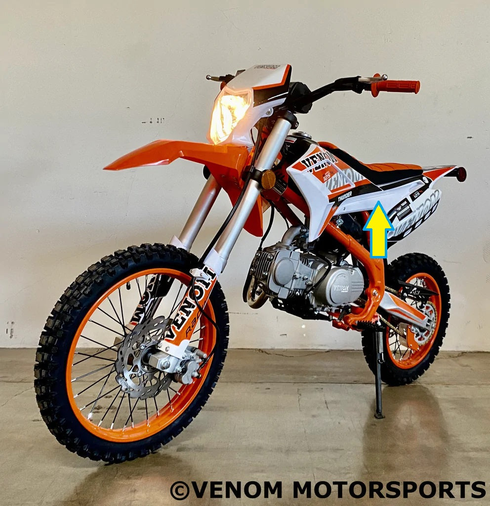Venom Thunder 125cc Dirt Bike Left Middle Side Plastic Replacement Part (301051002001) - Perfect for Off-Road Motorcycle Repair & Maintenance