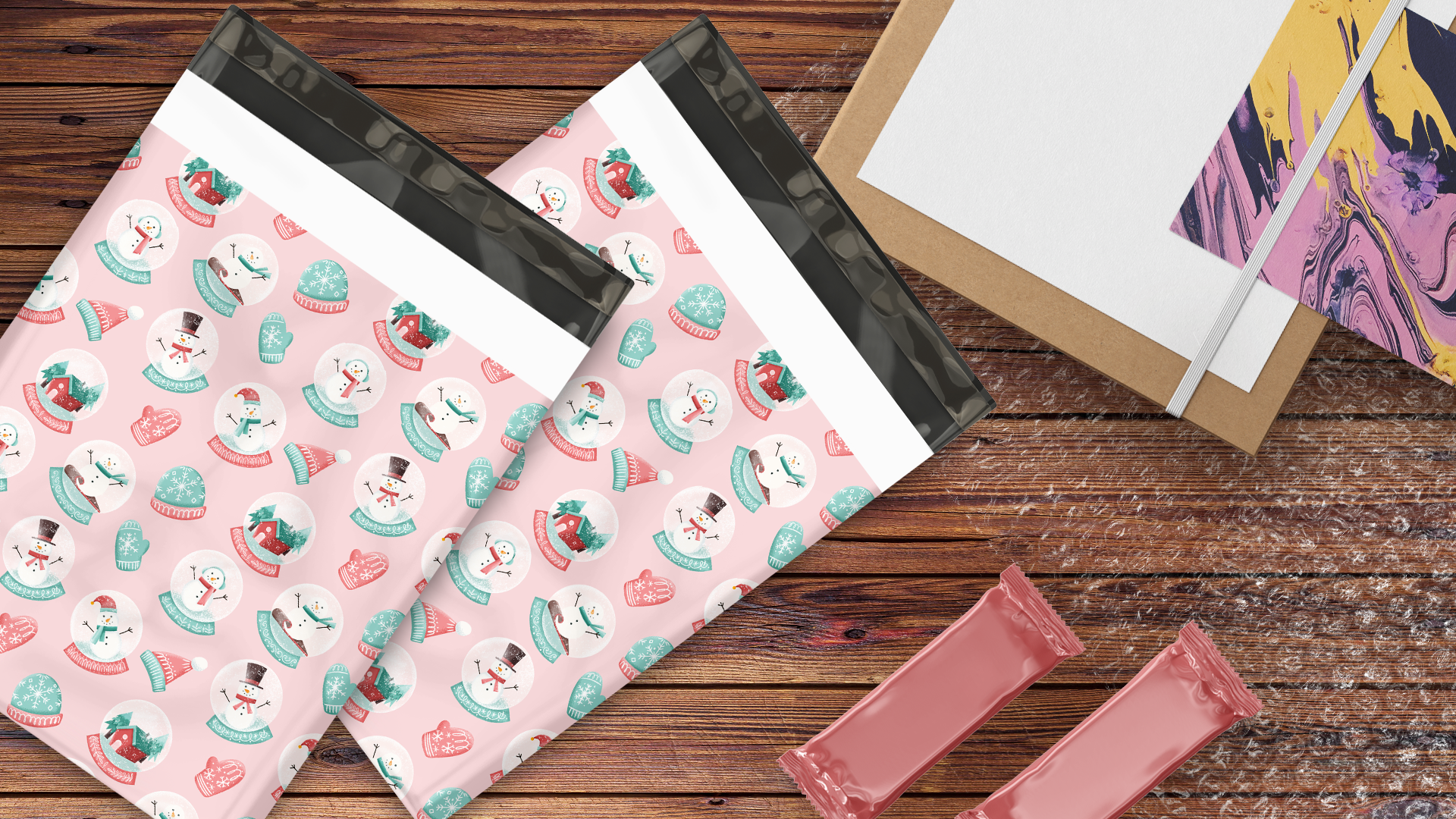 12x15 Premium Printed Snow Globe Poly Mailers - Waterproof Shipping Envelopes for Ecommerce, Gift Bags & Holiday Packaging (Set of 50) - Perfect for Christmas Decorations, Wedding Favors & Small Business Shipping