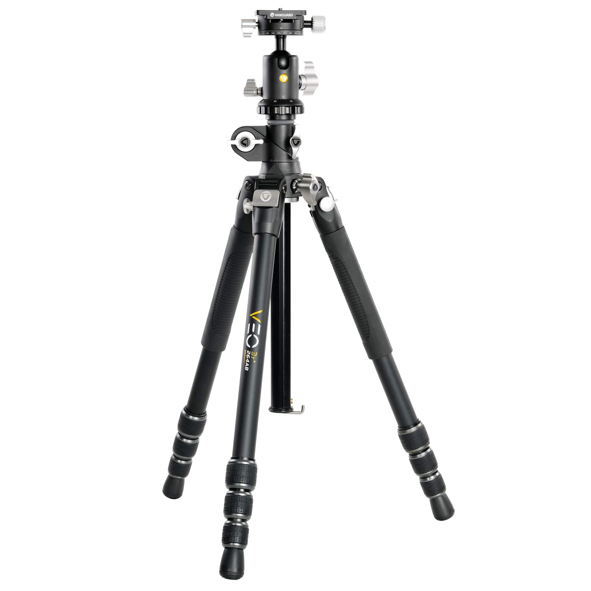 Vanguard VEO 3T+ 264AB Lightweight Aluminum Travel Tripod with Dual Axis Ball Head - 15kg Load Capacity for DSLR Cameras - Perfect for Travel Photography, Hiking & Outdoor Adventures