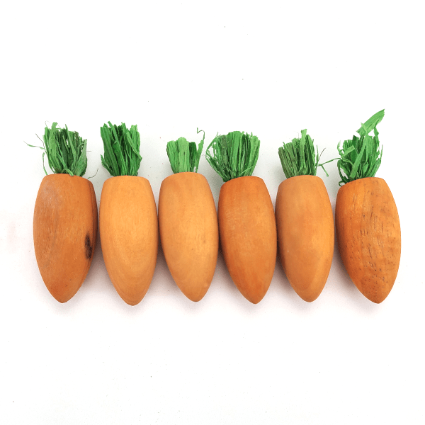 6 Pack Moss Hollow Wooden Play Carrots - Montessori Toys for Toddlers, Pretend Play Kitchen Accessories for Kids, Educational Vegetables Toys for Baby & Children - Perfect for Role Play, Learning & Gift Giving