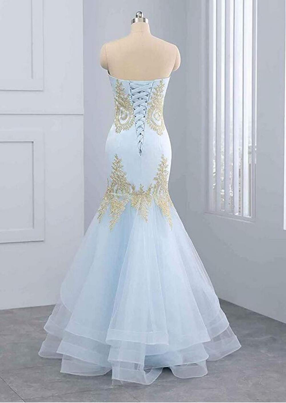 Emanni Women's Sexy Backless Mermaid Prom Dress with Embroidery - Elegant Formal Evening Gown for Homecoming, Wedding Guest & Special Occasions