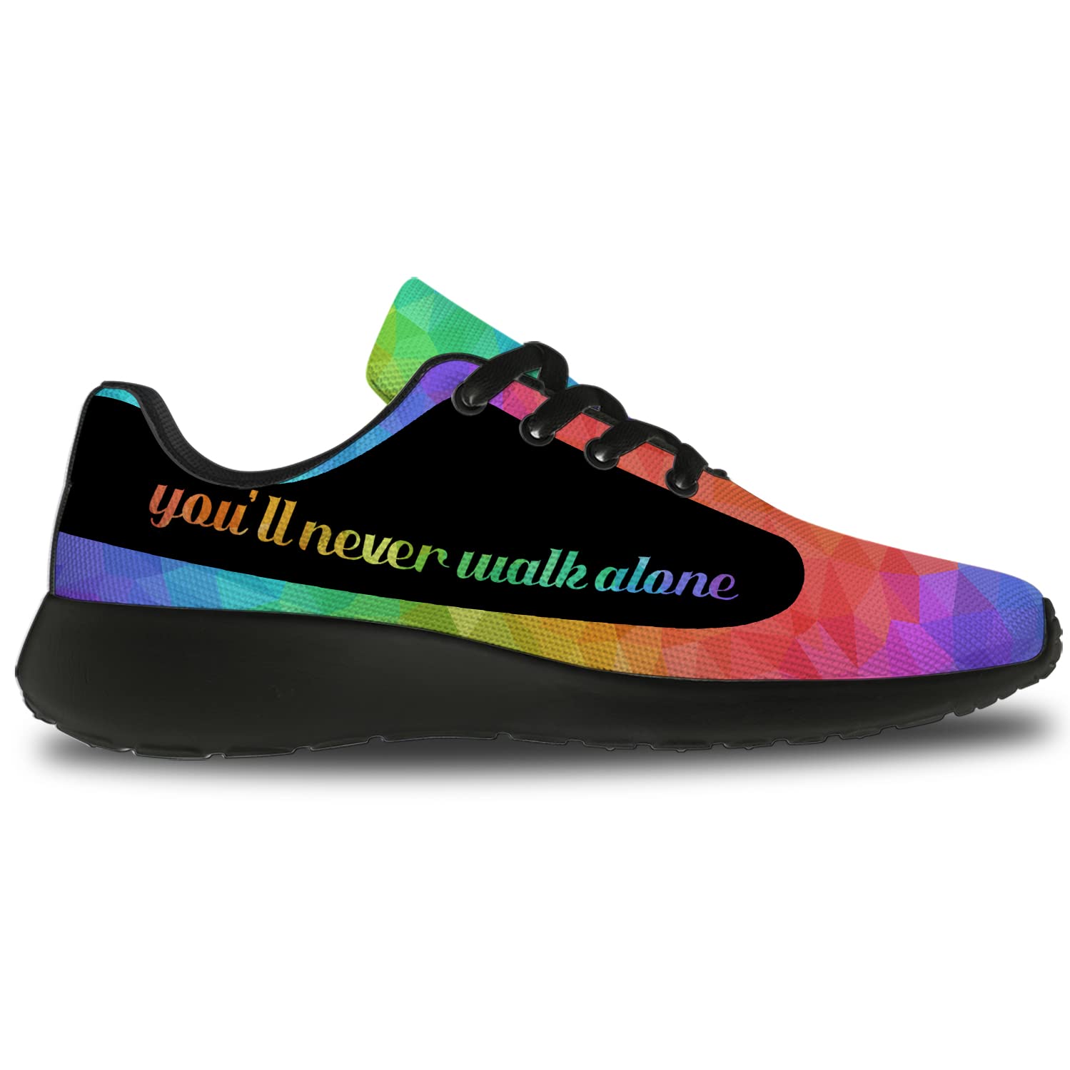 LGBT Pride Running Shoes for Women & Men - Rainbow Flag Tennis Sneakers for Walking, Jogging & Workouts - Unisex Comfort Athletic Shoes (Size 4.5 Men/6.5 Women Black) - Perfect for Pride Parades, Gym Workouts & Casual Wear