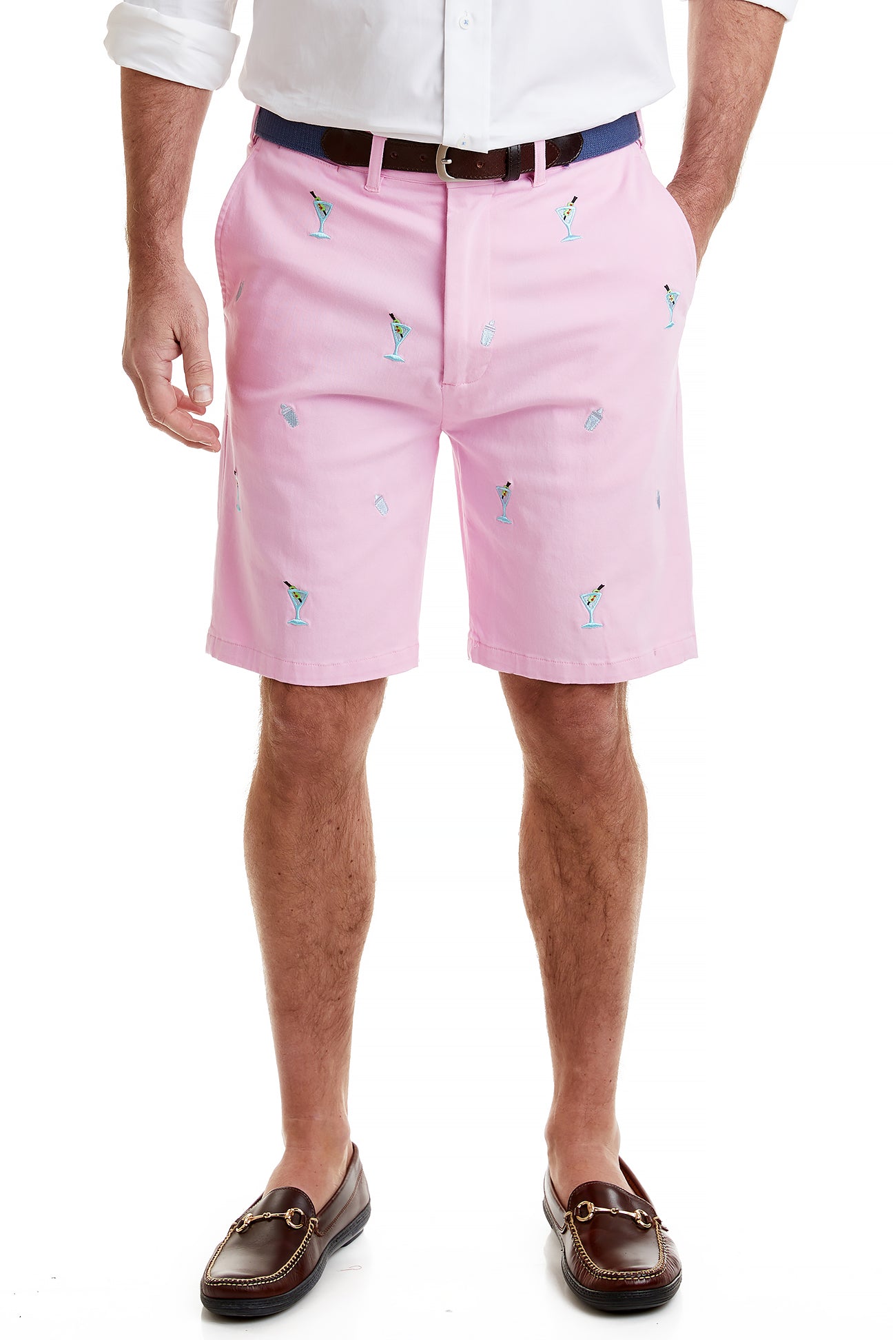 Cisco Short Stretch Twill Pink Martini & Shaker Print Women's Pants - Perfect for Cocktail Parties & Night Out