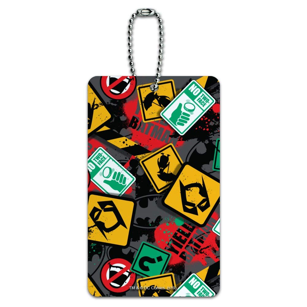 Batman Street Sign Pattern Luggage Tag - Durable Suitcase ID Tag for Travel - Perfect for Carry-On Bags, Backpacks & Suitcases - DC Comics Superhero Gift for Fans