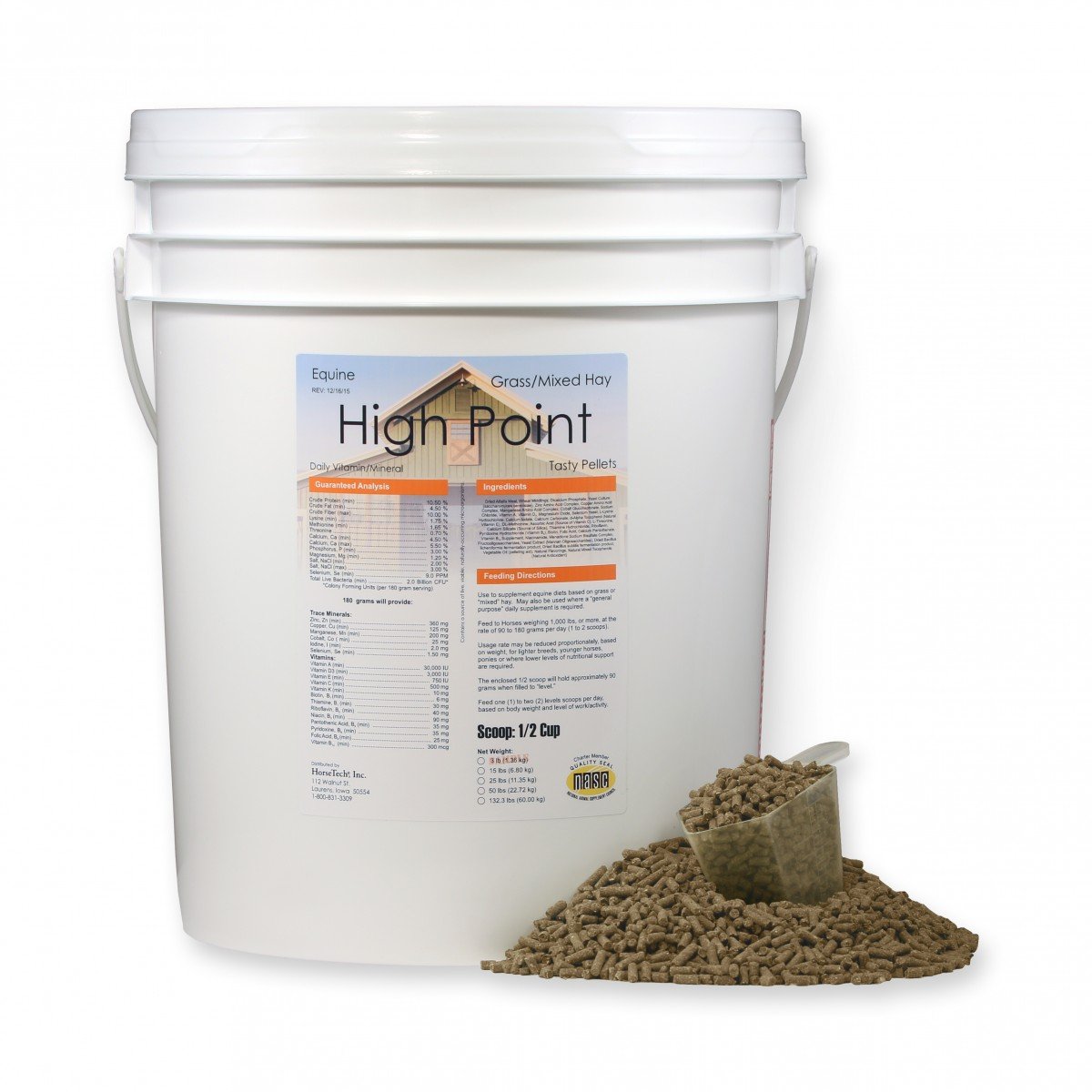 HorseTech High Point Pellets - Daily Vitamin & Mineral Supplement for Horses (25 lbs) | Supports Muscle Growth, Coat Health & Overall Wellness | Ideal for Performance Horses, Breeding Mares & Senior Equines