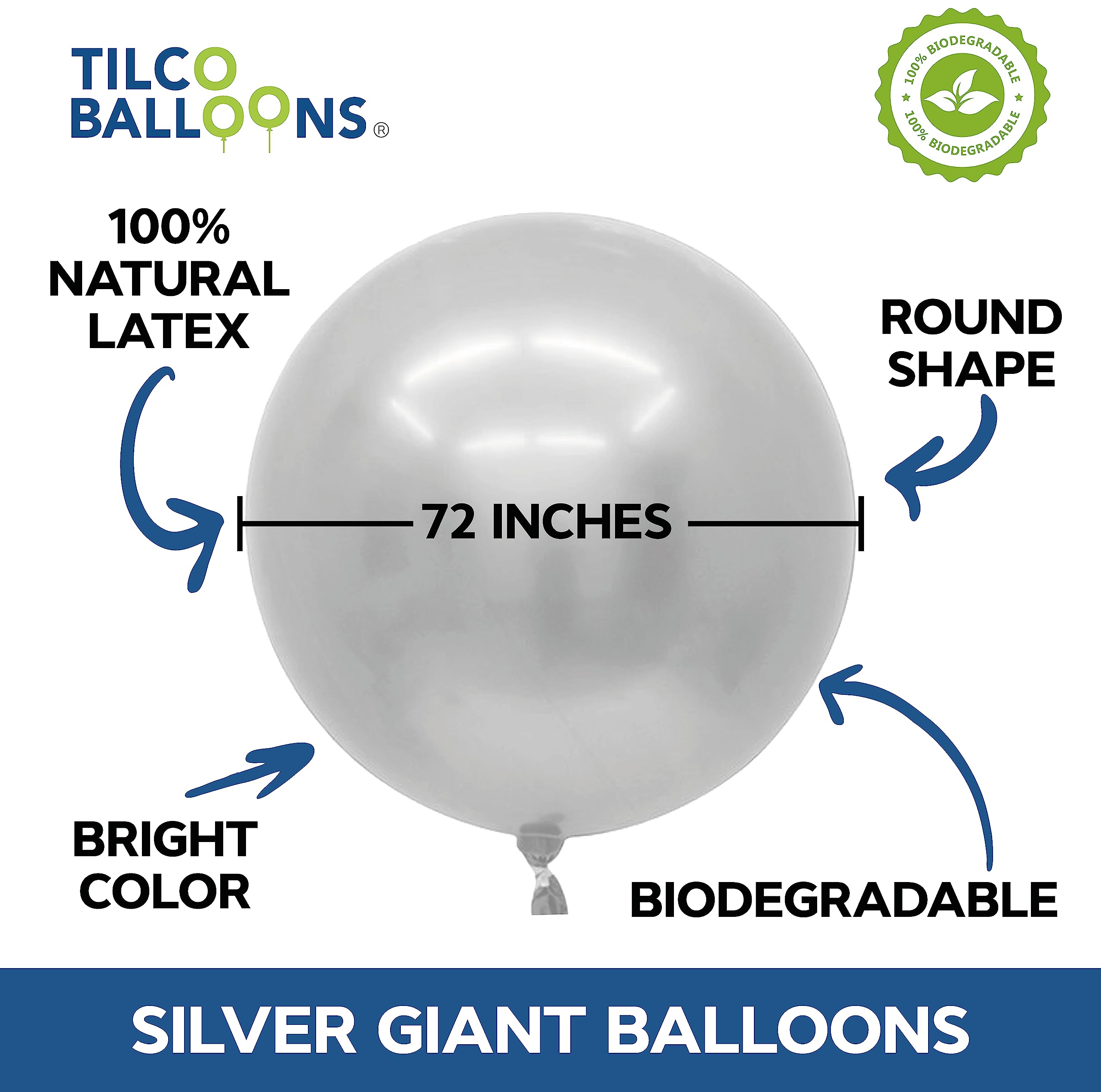 72 Inch Giant Jumbo Balloons for Party Decorations - Inflatable with Air, Helium or Water - Perfect for Birthday, Wedding, Baby Shower & Graduation Events