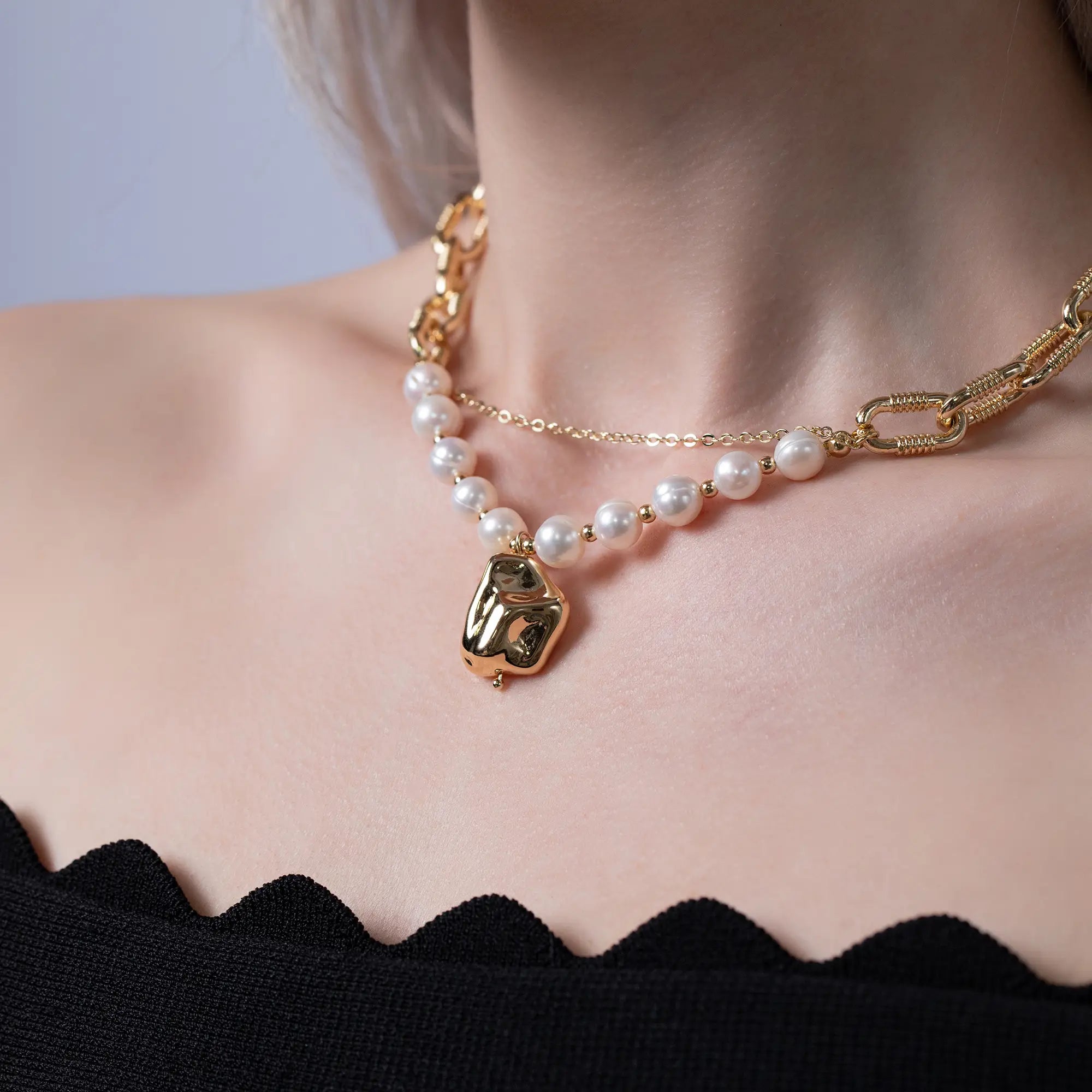 Elegant Gold Pearl Layered Necklace for Women | Dainty Layering Jewelry | Perfect for Weddings, Date Nights & Special Occasions