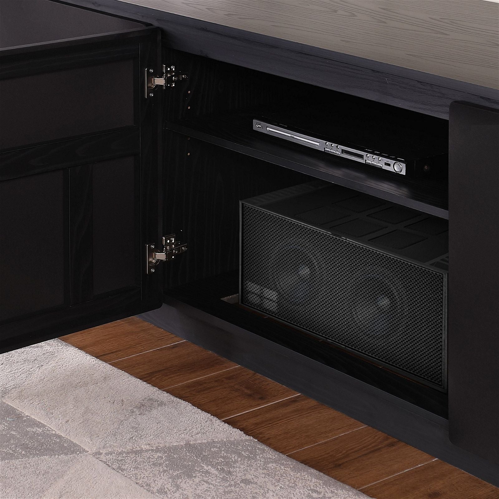 Tauris Broadway 1800BLK TV Stand with Storage - Modern Entertainment Center for Living Room, Bedroom & Home Theater