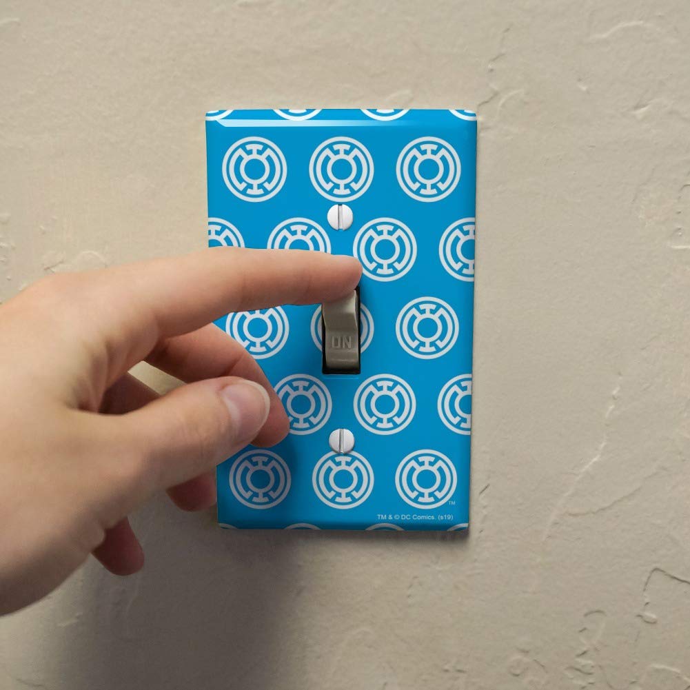 Green Lantern Blackest Night Blue Lantern Logo Plastic Wall Decor Light Switch Plate Cover - DC Comics Superhero Room Decor for Bedroom, Game Room & Collectors