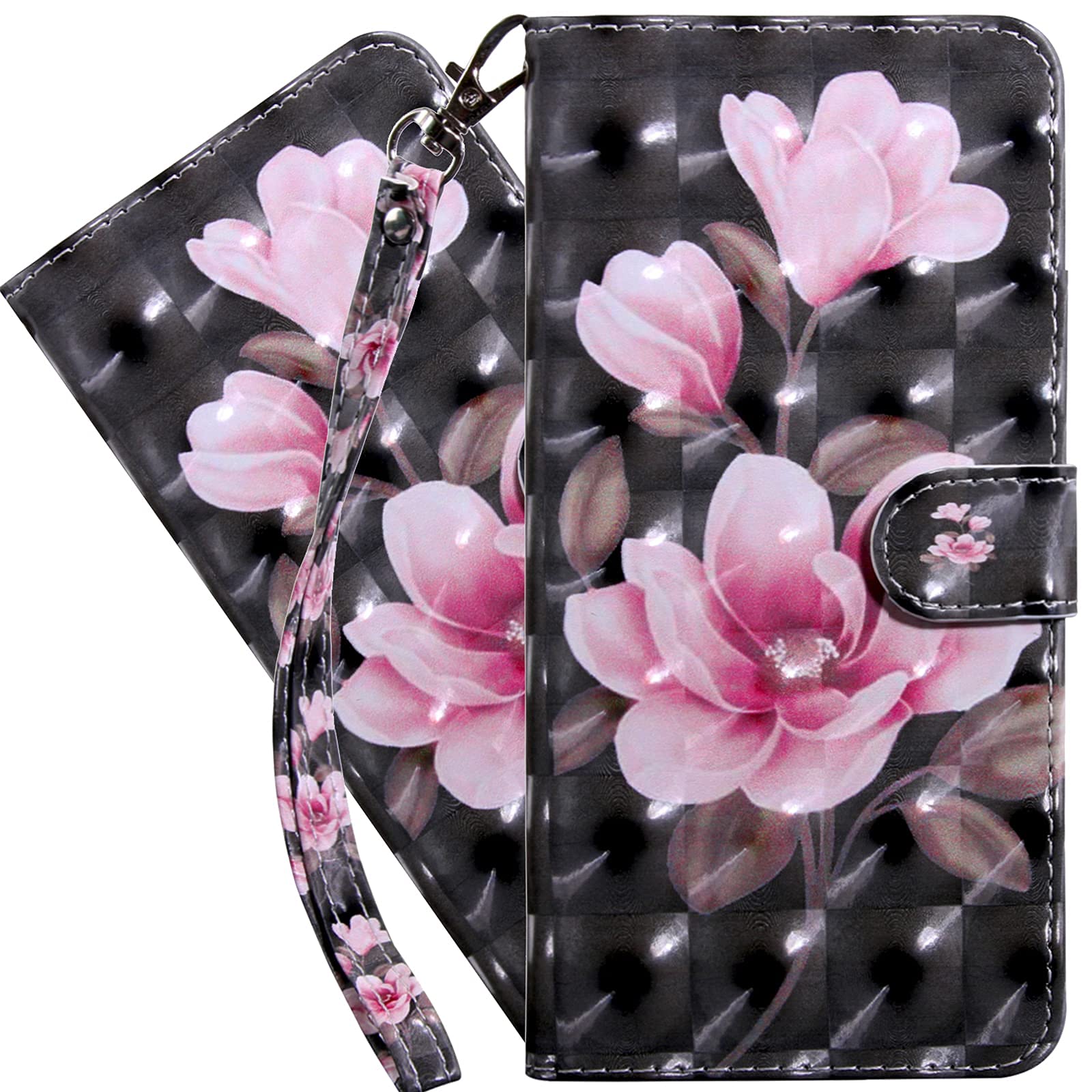Premium 3D PU Leather Magnetic Flip Wallet Case for Samsung Galaxy A7 (2018) - Luxury Protective Cover with Floral Design | Perfect for Work, Travel & Everyday Use