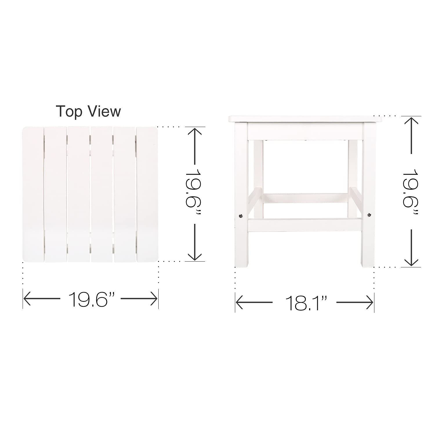 19.6 Inch Square Outdoor Side Table - Weather-Resistant Poly Lumber Drink Table for Deck, Garden, Patio, Porch & Indoor Use - 19.6