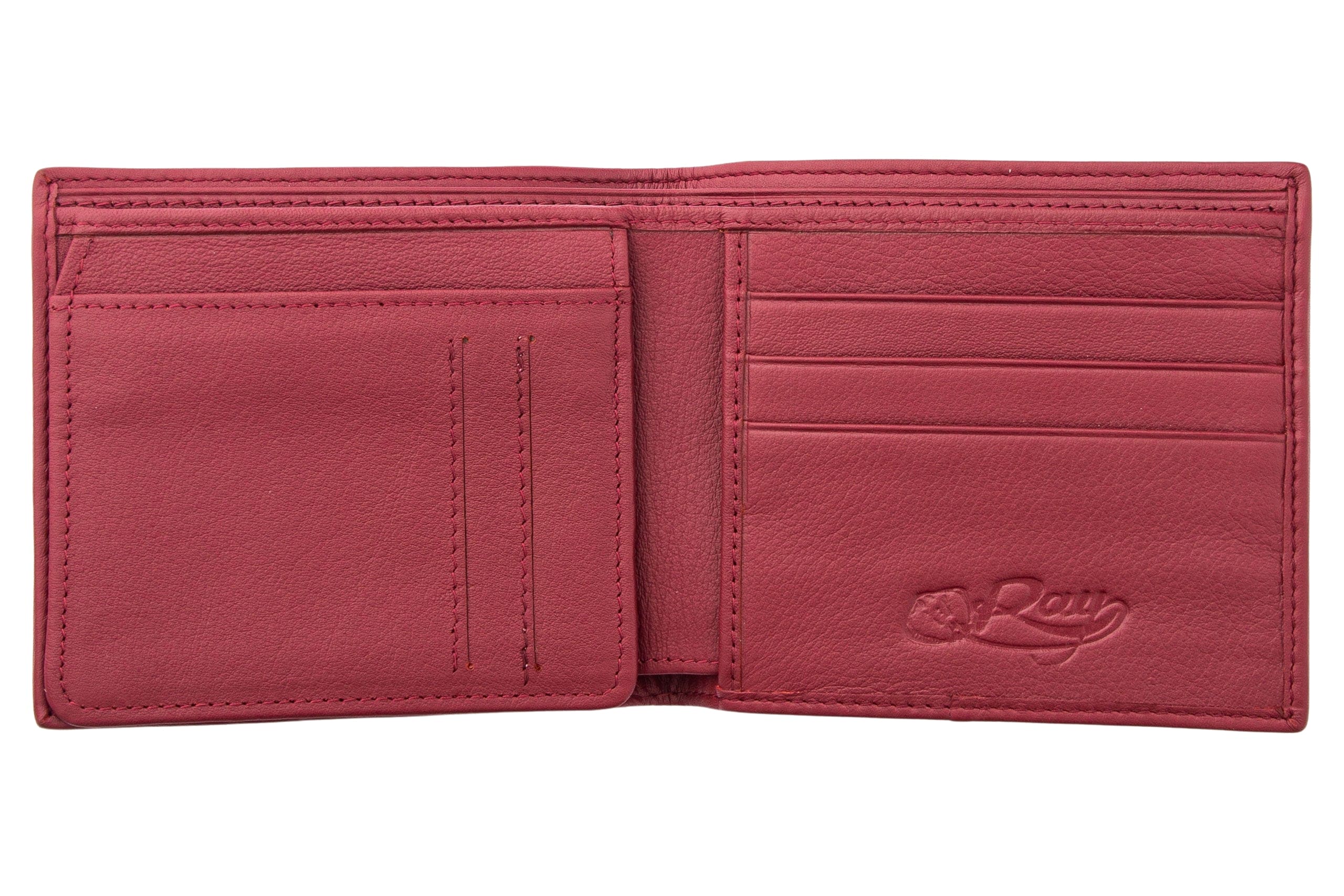 Genuine Stingray Leather Wallet for Men - Red Burgundy Luxury Slim Bifold RFID Blocking - Perfect for Business, Travel & Everyday Use