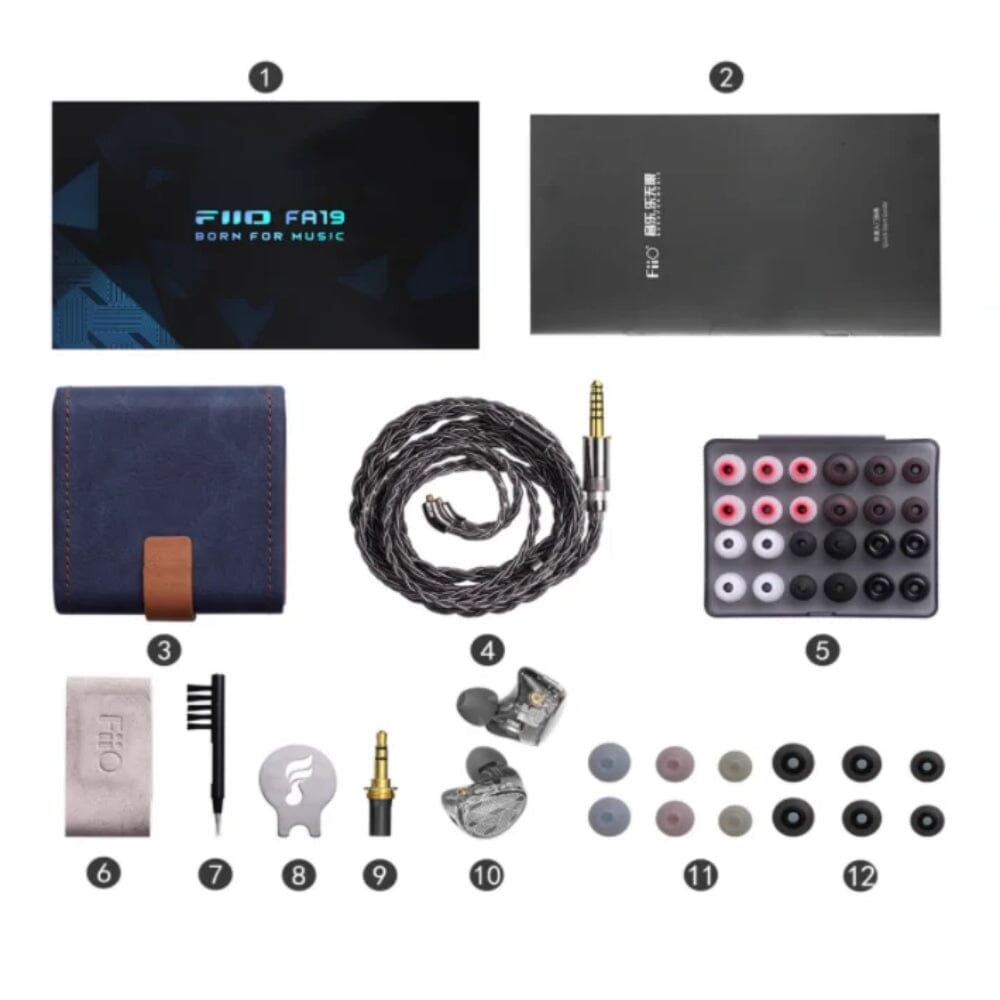 FiiO FA19 High-Fidelity 10 Knowles Balanced Armature In-Ear Monitors - Perfect for Audiophiles, Musicians, and Studio Recording