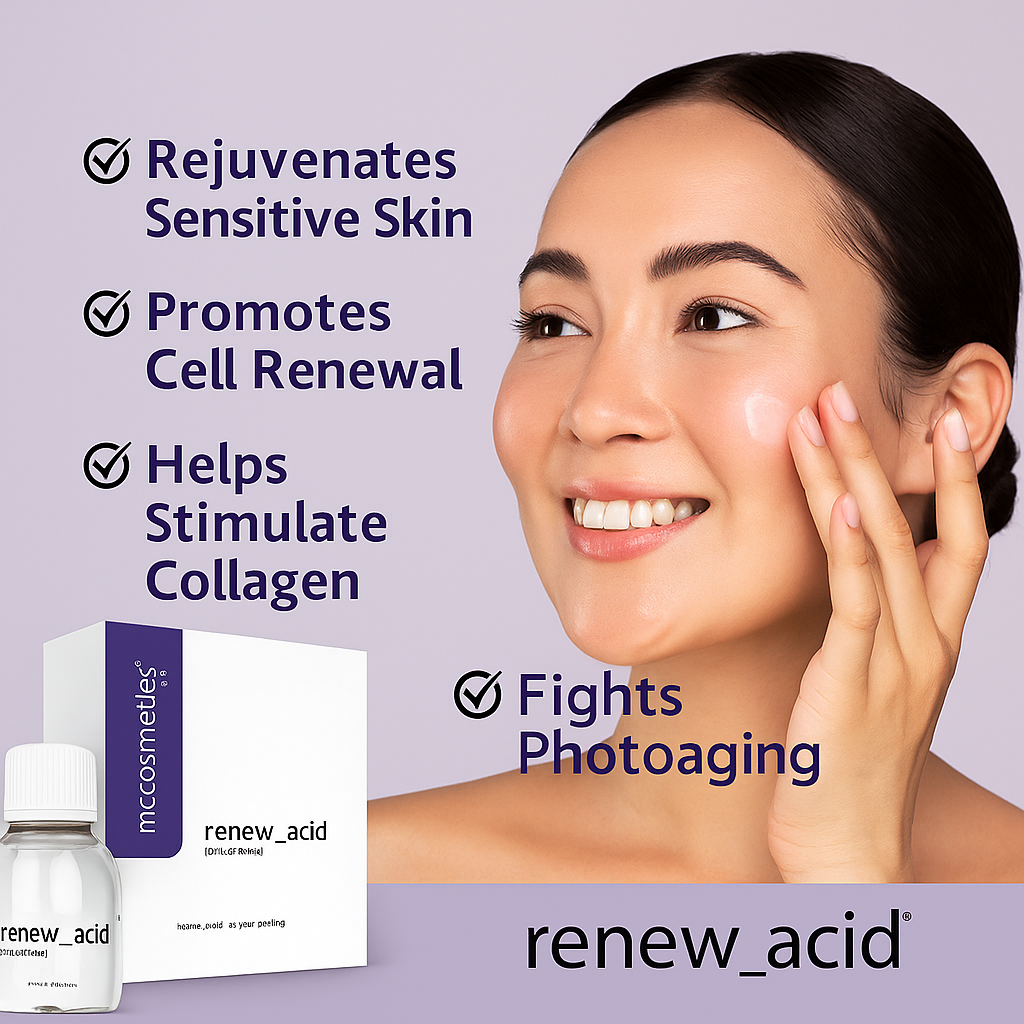 MCCosmetics NY Renew Acid Peel – Professional Skin Rejuvenation Treatment with Pyruvic & Phytic Acid + Neutralizer (50ml + 50ml) | Exfoliating Facial Peel for Acne, Wrinkles & Dark Spots | At-Home Spa Treatment
