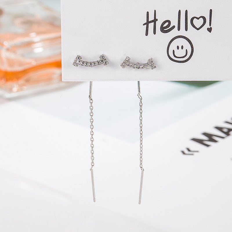 Smiley Face Emoji Tassel Fringe Threader Earrings for Women | Trendy Dangle Drop Ear Jewelry | Perfect for Parties, Festivals & Everyday Wear | A8062