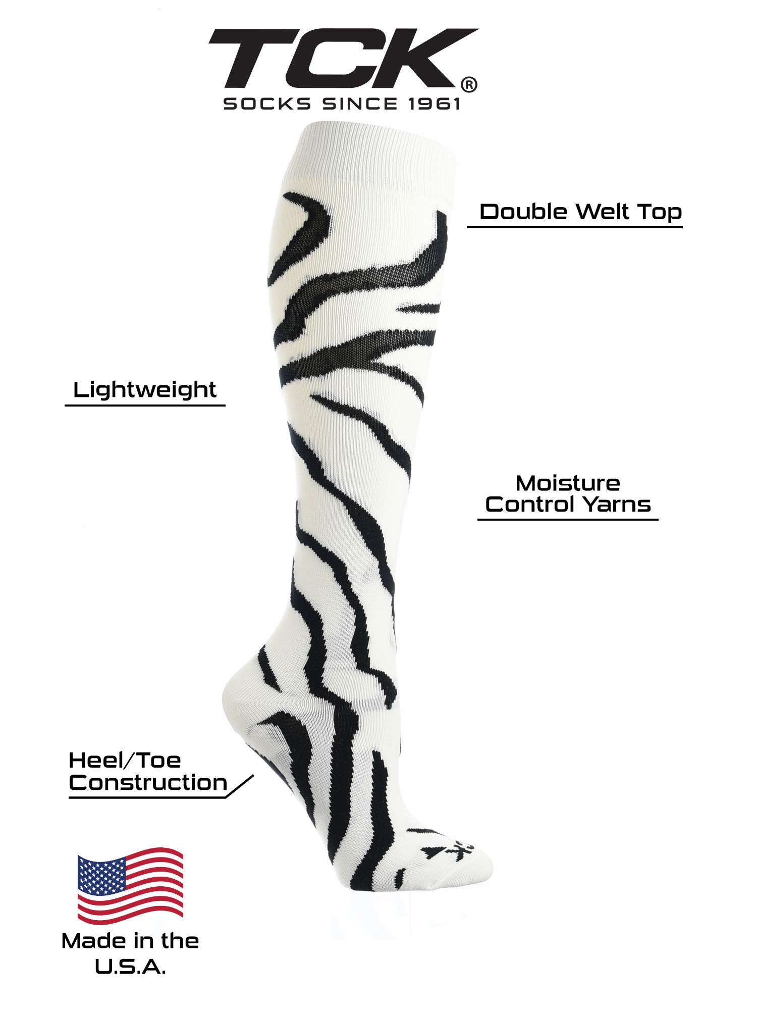 TCK Sports Krazisox Zebra Stripe Athletic Socks - Breathable Performance Socks for Running, Basketball & Workout - Fun Novelty Socks for Men & Women