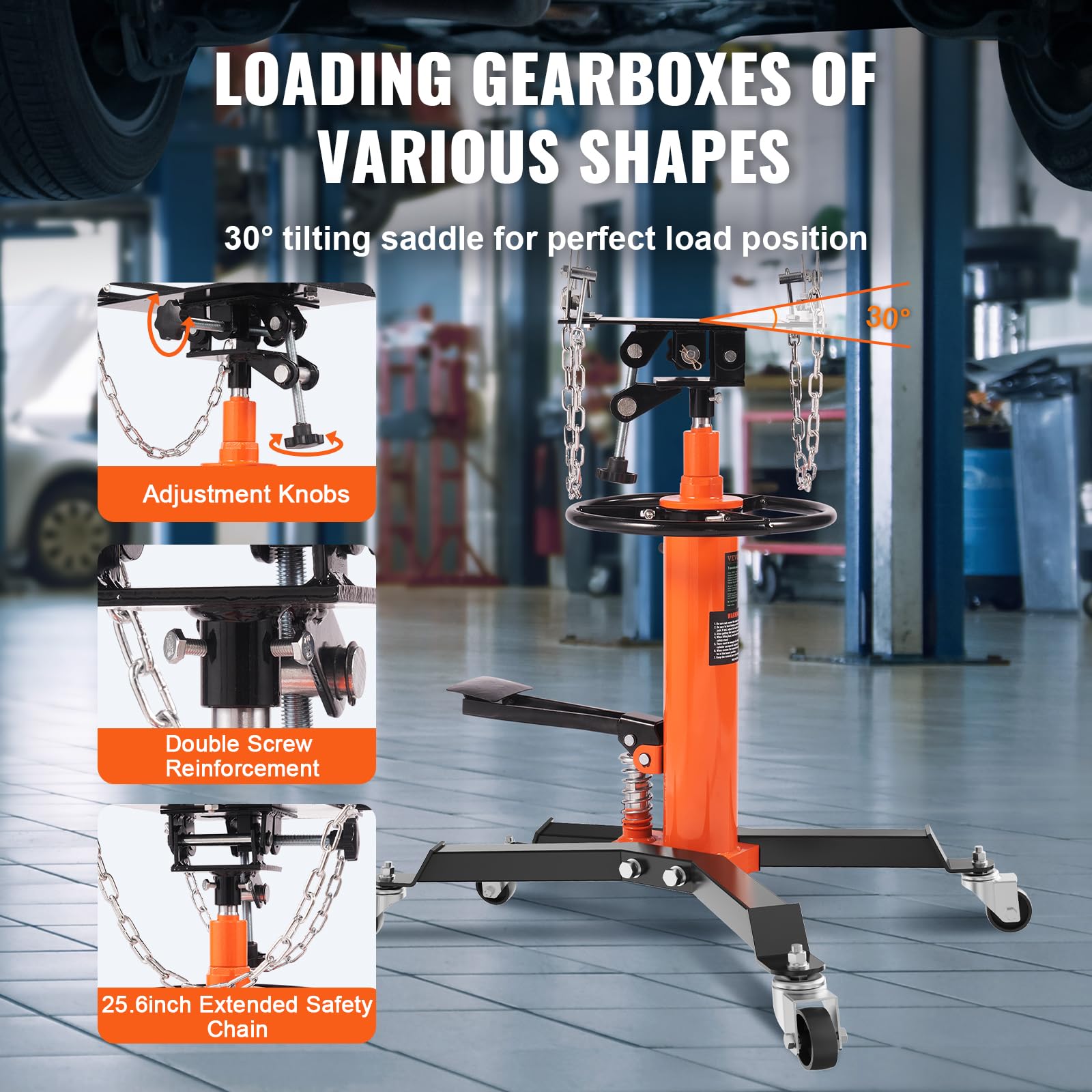 VEVOR 1322 lbs Hydraulic Transmission Jack - 3/5 Ton Capacity, 34.3