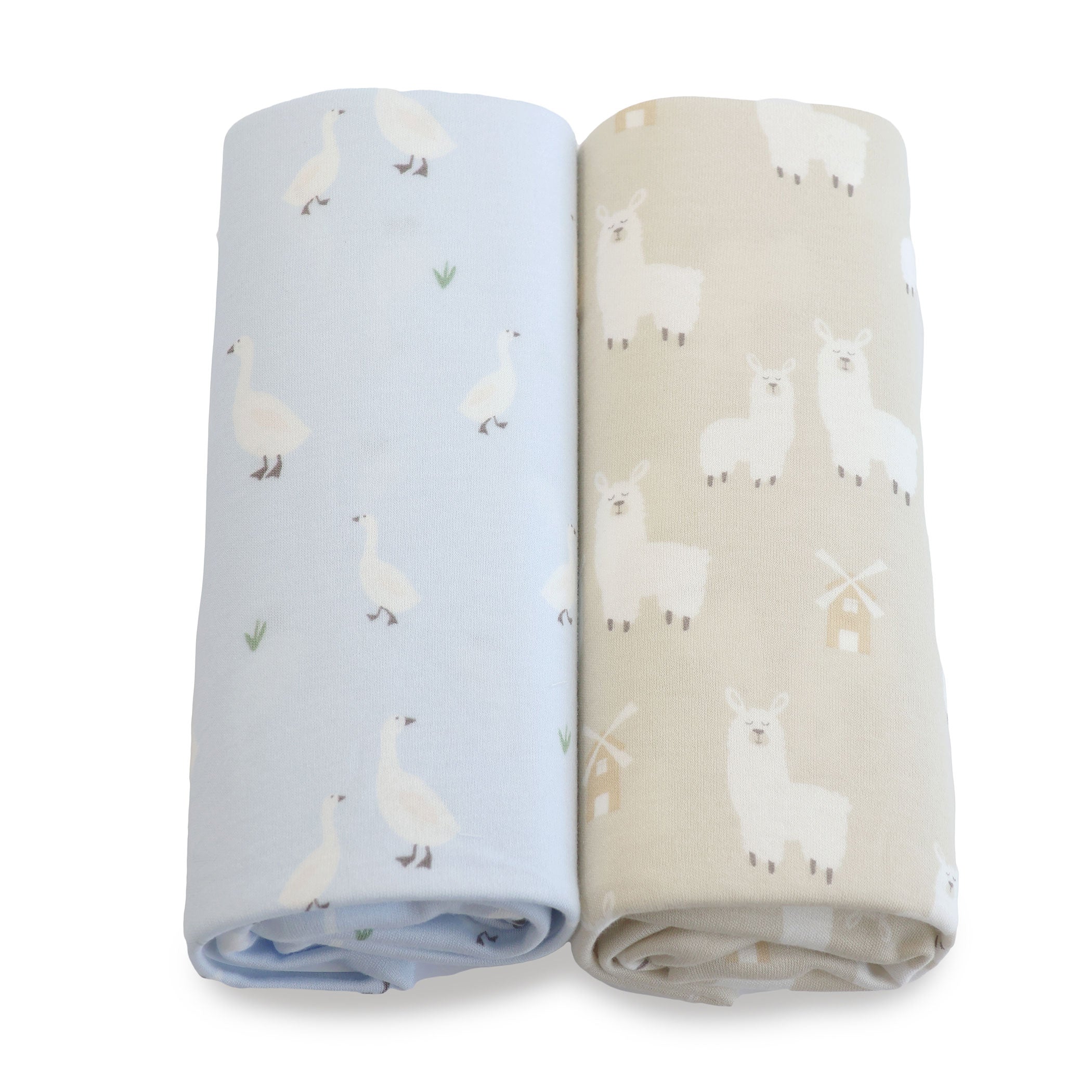 2-Pack Jersey Cotton Co-Sleeper & Bedside Sleeper Fitted Sheets - Sky Blue & Almond - Soft Breathable Crib Sheets for Baby Bassinet & Cradle - Perfect for Nursery, Daycare & Travel