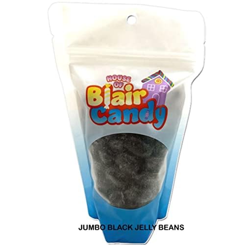 Black Jumbo Jelly Beans - 2 LB Resealable Stand Up Candy Bag (Approx. 170 Pieces) - Traditional Black Licorice Flavor - Bulk Candy for Easter Baskets, Halloween Treats, Party Favors & Gift Fillers