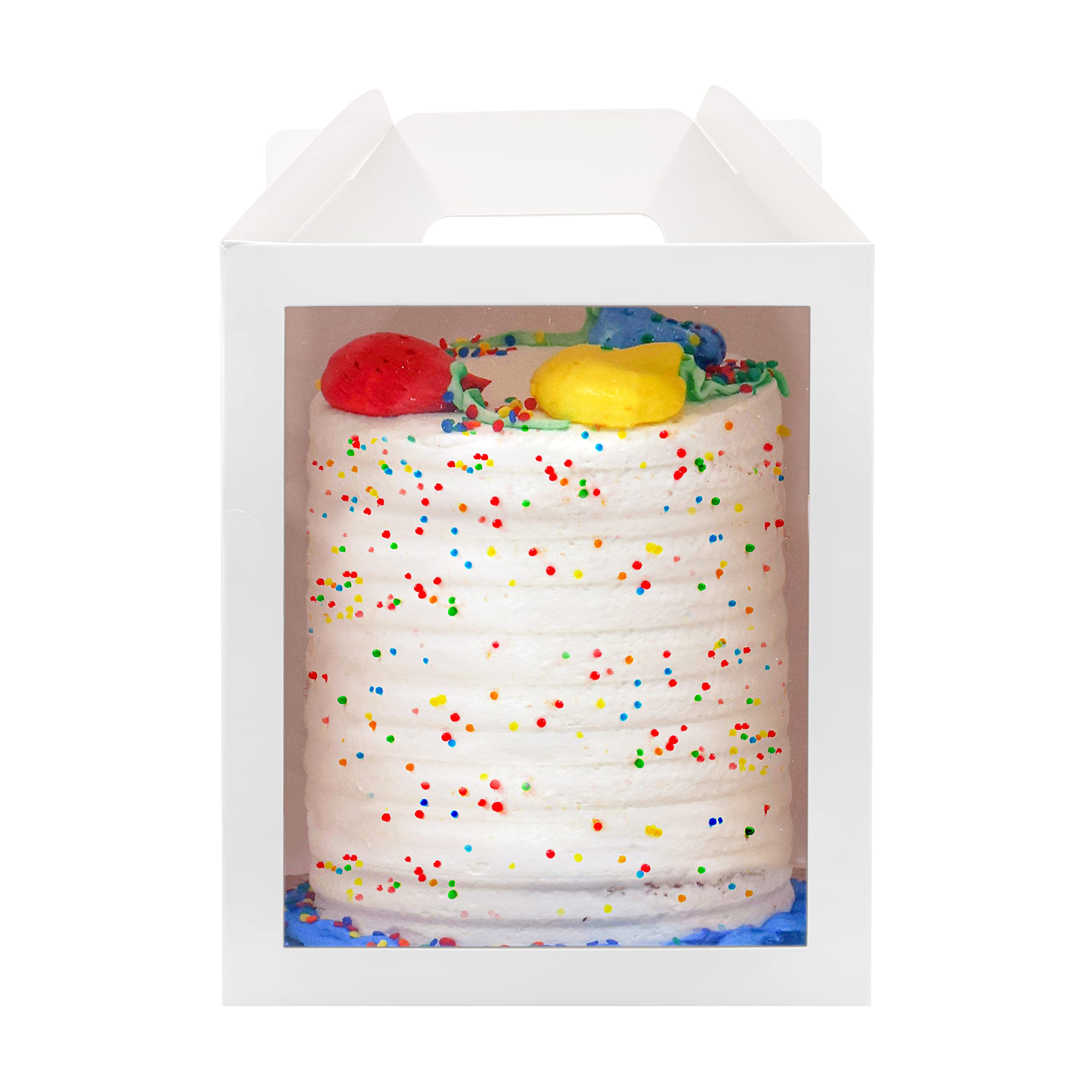 6-Pack 10x10x12 Inch Clear Window Cake Boxes with Handle - Tall Cake Carrier for Wedding, Tier & Large Cakes - Perfect for Bakery Transport, Party Dessert Display & Gift Packaging