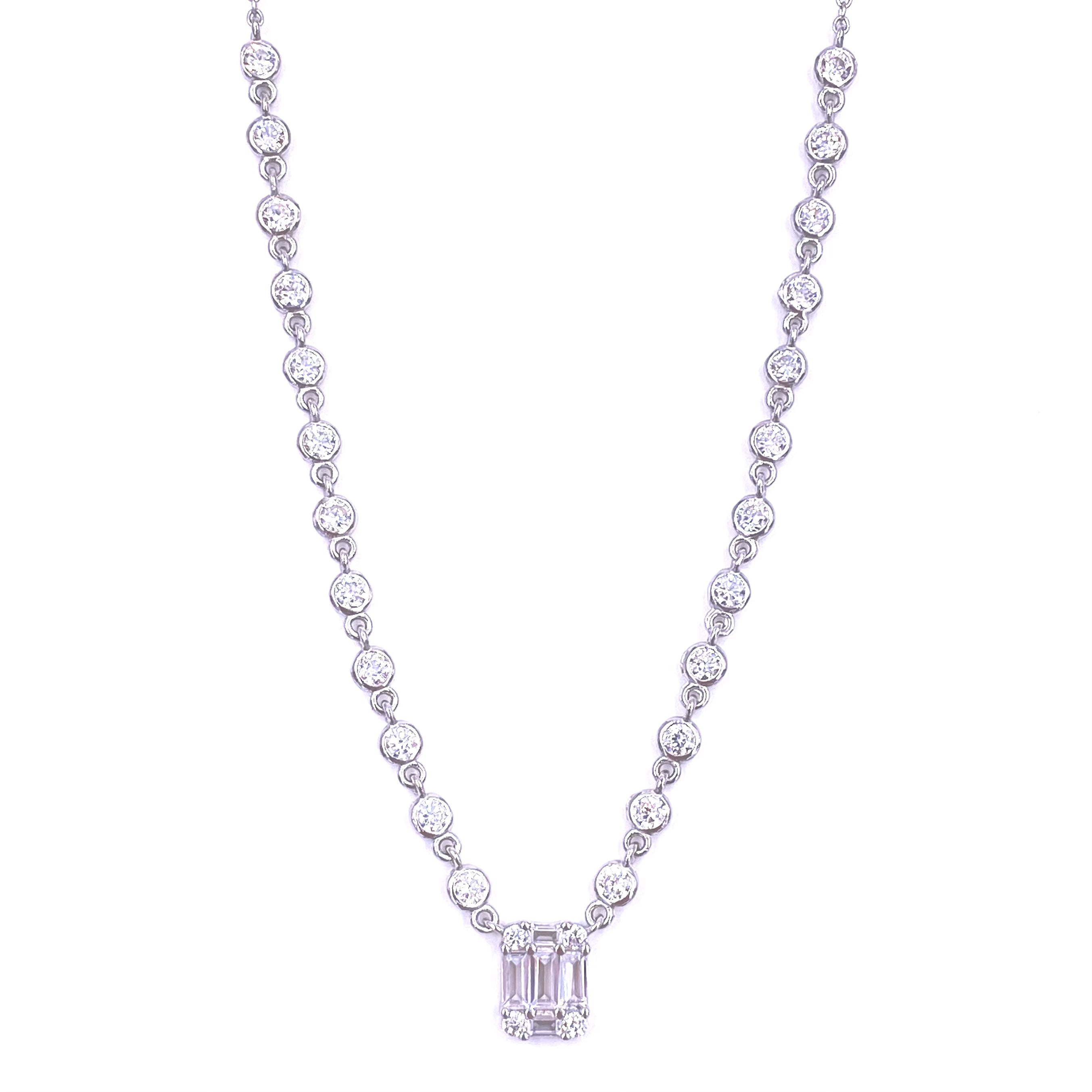 Ashley Gold Sterling Silver Emerald Cut CZ Drop Necklace with Assorted Crystals - Elegant Jewelry for Women, Perfect for Weddings, Parties & Special Occasions