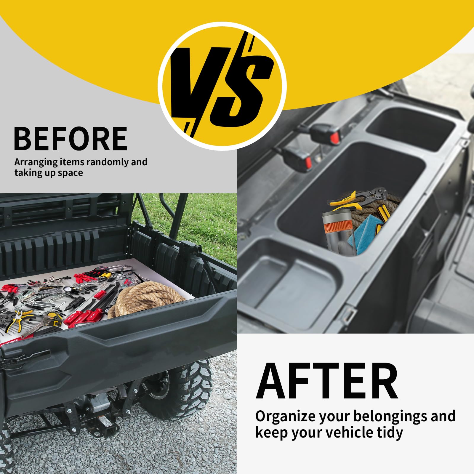 Underseat Storage Box for 2015-2021 Polaris Ranger 500/570 | Under Seat Organizer Bin with 50
