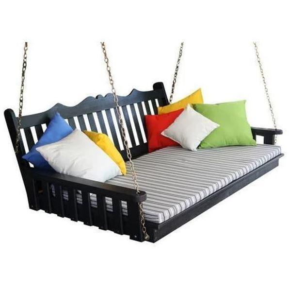 Royal English Garden Swing Bed - Solid Yellow Pine Wood Outdoor Patio Furniture for Relaxing in Backyard, Garden or Porch