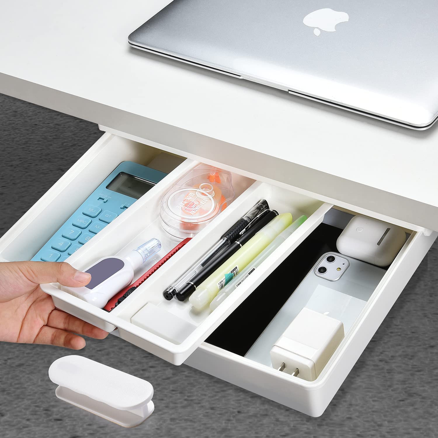 Under Desk Drawer Organizer - Large Self-Adhesive Storage for Office & Home - Perfect for Storing Stationery, Files & Office Supplies Under Your Desk