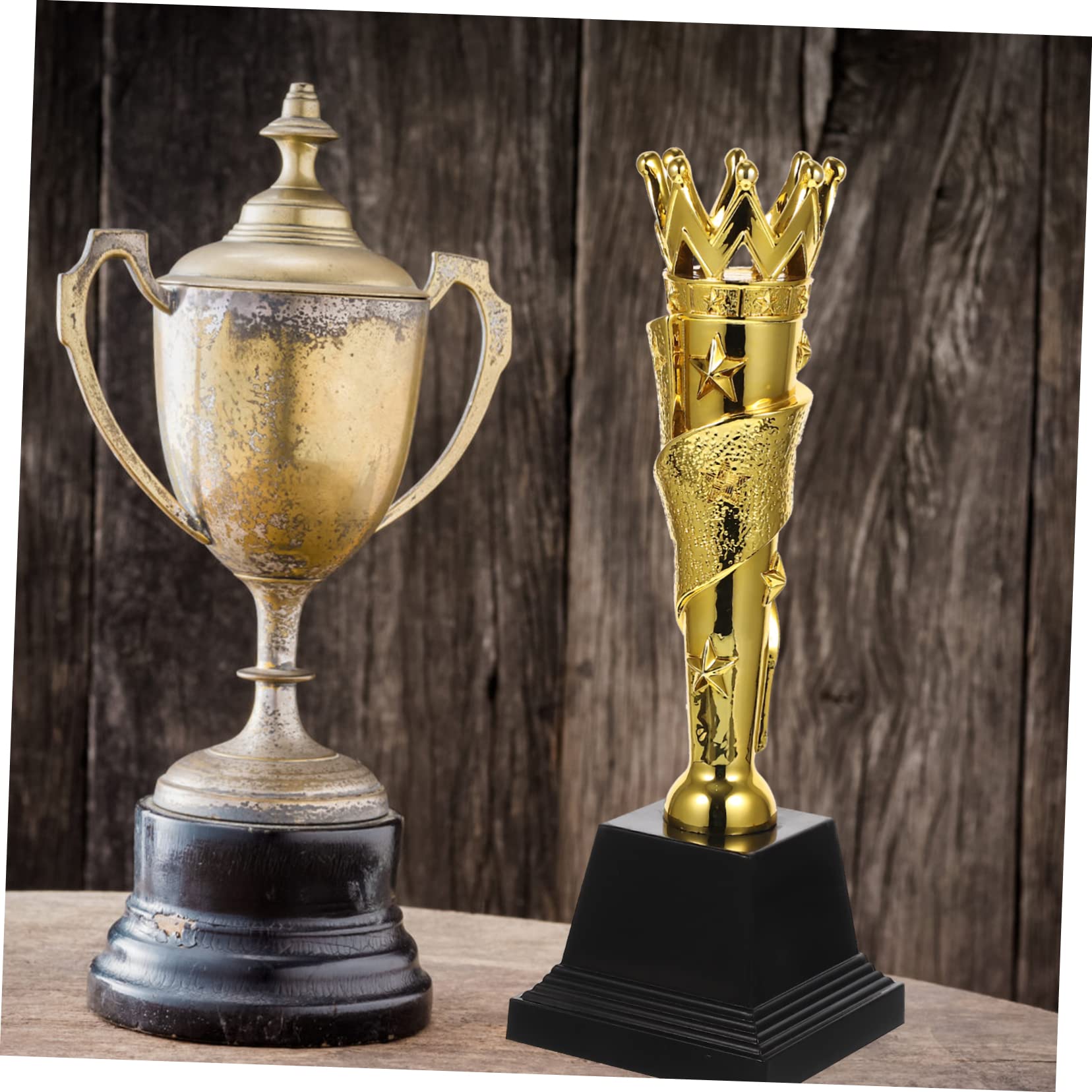 SUPVOX 2 Pack Small Gold ABS Plastic Trophies for Kids - Perfect for School Awards, Sports Achievements & Classroom Incentives