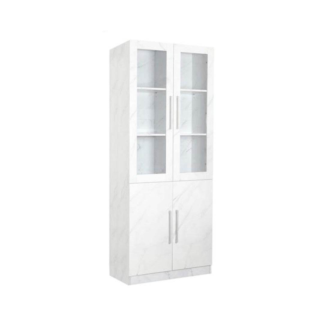 Elizabeth 2 Door Display Cabinet with Adjustable Shelves - Modern Bookshelf for Living Room, Bedroom & Office Storage - Perfect for Showcasing Books, Decor & Collectibles