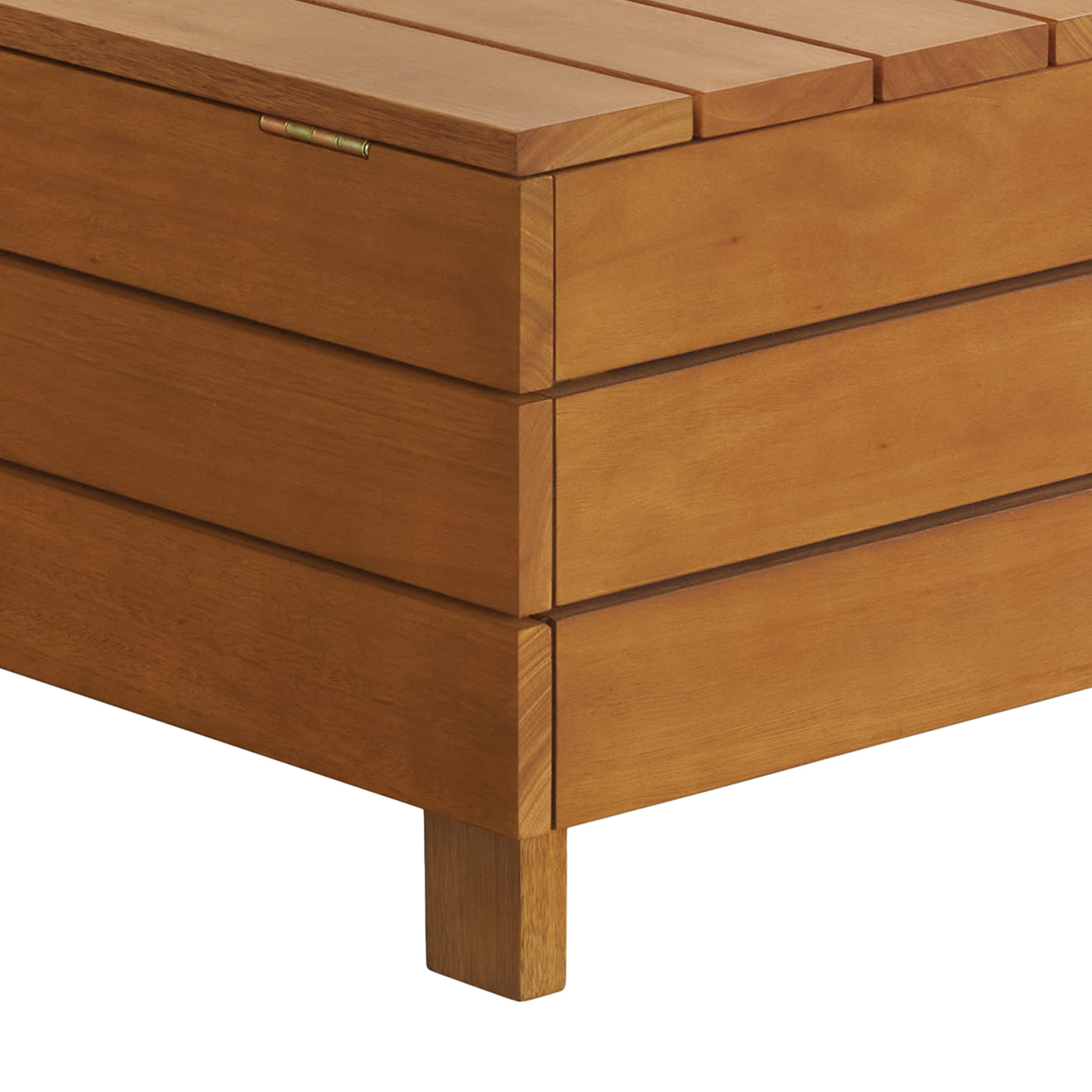 Weather-Resistant Eucalyptus Wood Outdoor Coffee Table with Lift Top Storage - Brown Patio Furniture for Garden, Deck & Backyard Relaxation