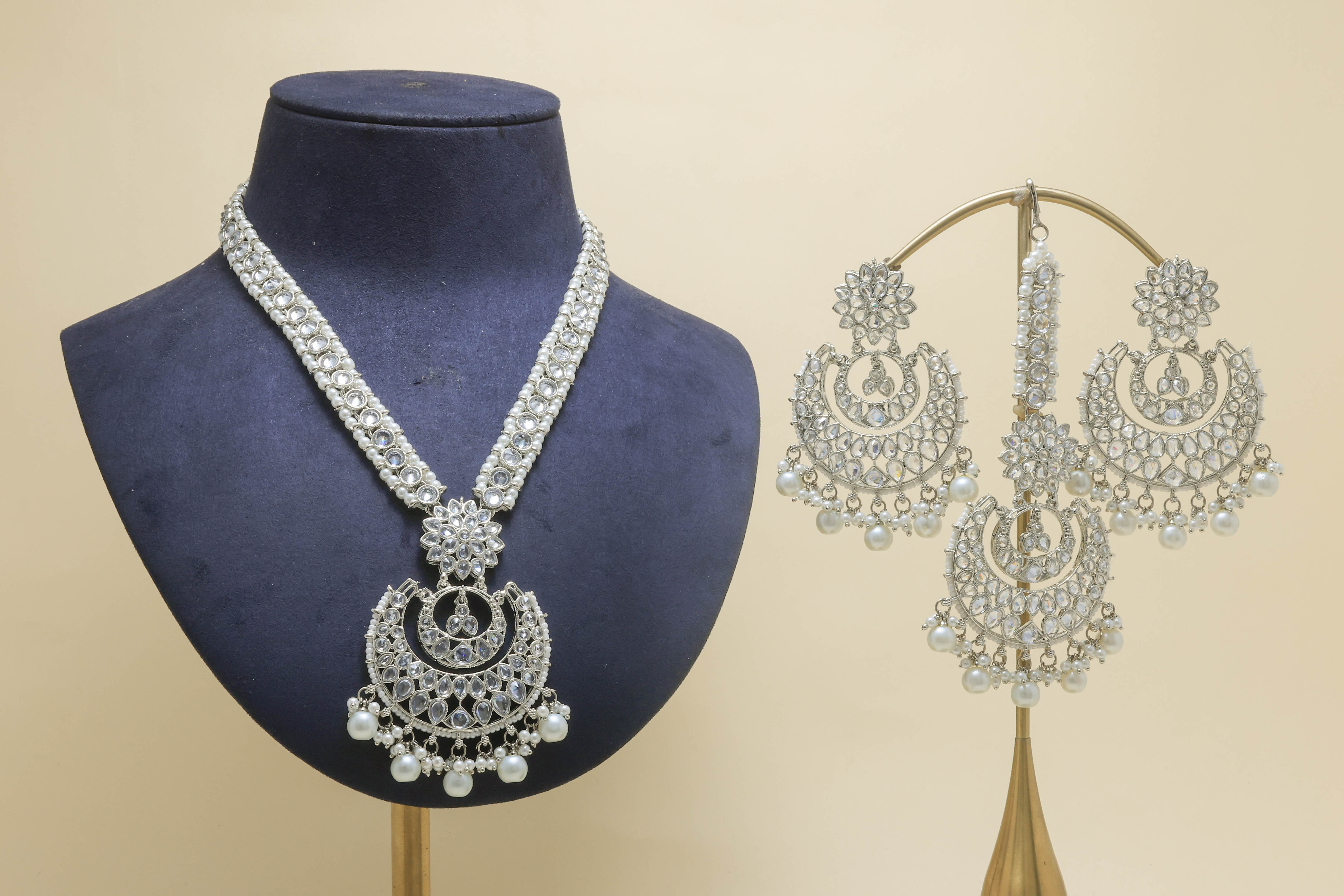 RHEA POLKI MALA Full Set - Authentic Indian Jewelry for Women | Perfect for Weddings, Festivals & Special Occasions