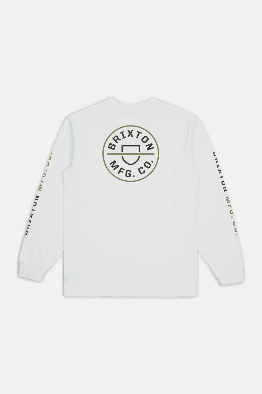 Crest Long Sleeve Standard T-Shirt for Men & Women - Soft Cotton Crewneck Tee - White - Perfect for Casual Wear, Layering & Everyday Outfits