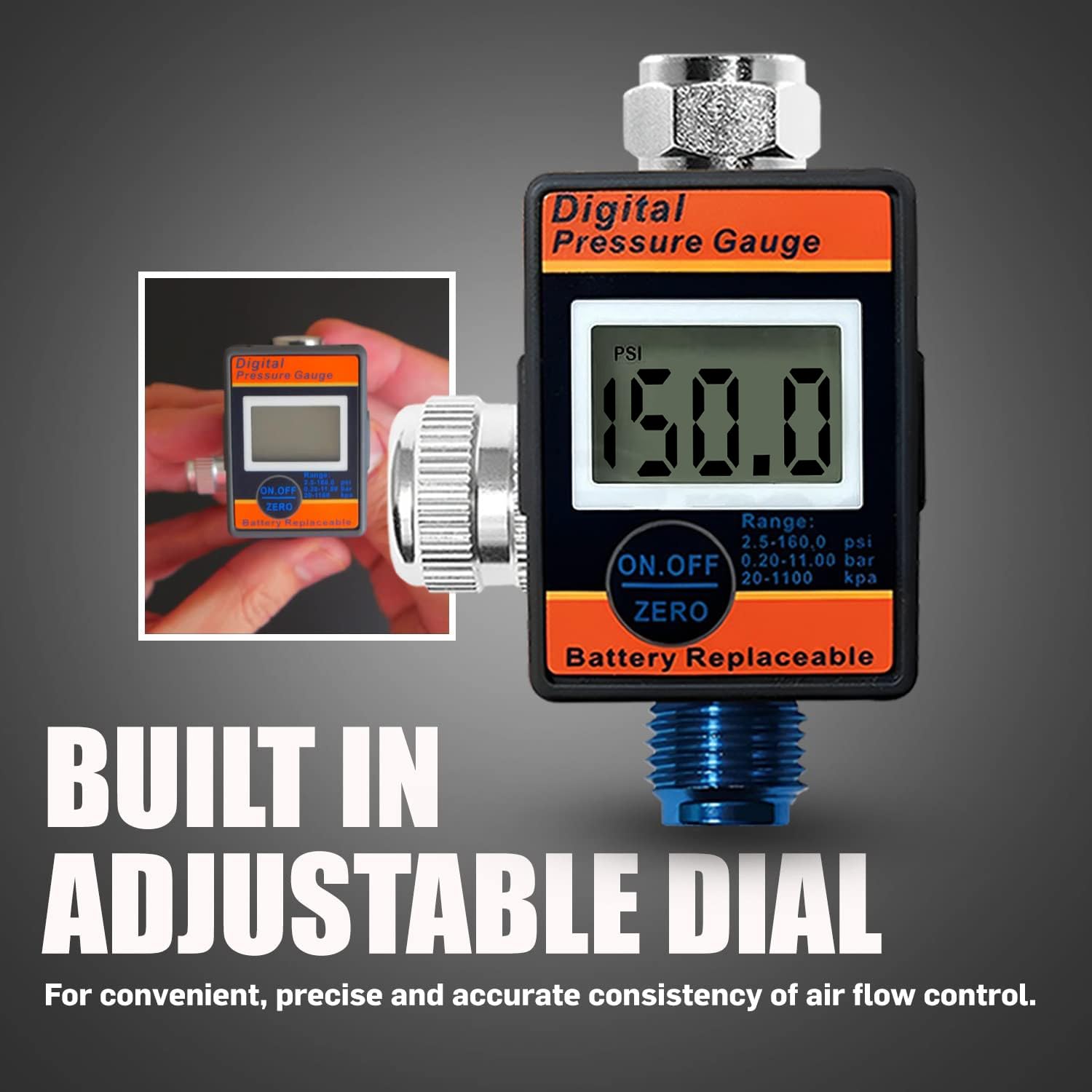 LE LEMATEC Digital Air Pressure Regulator with LED Display - 1/4
