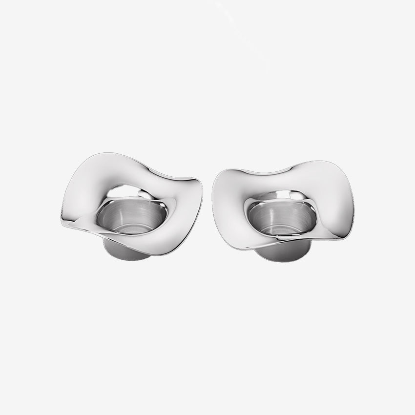 Georg Jensen Cobra Tealight Holder Set of 2 - Elegant Modern Candle Holders for Home Decor, Wedding Centerpieces & Romantic Ambiance