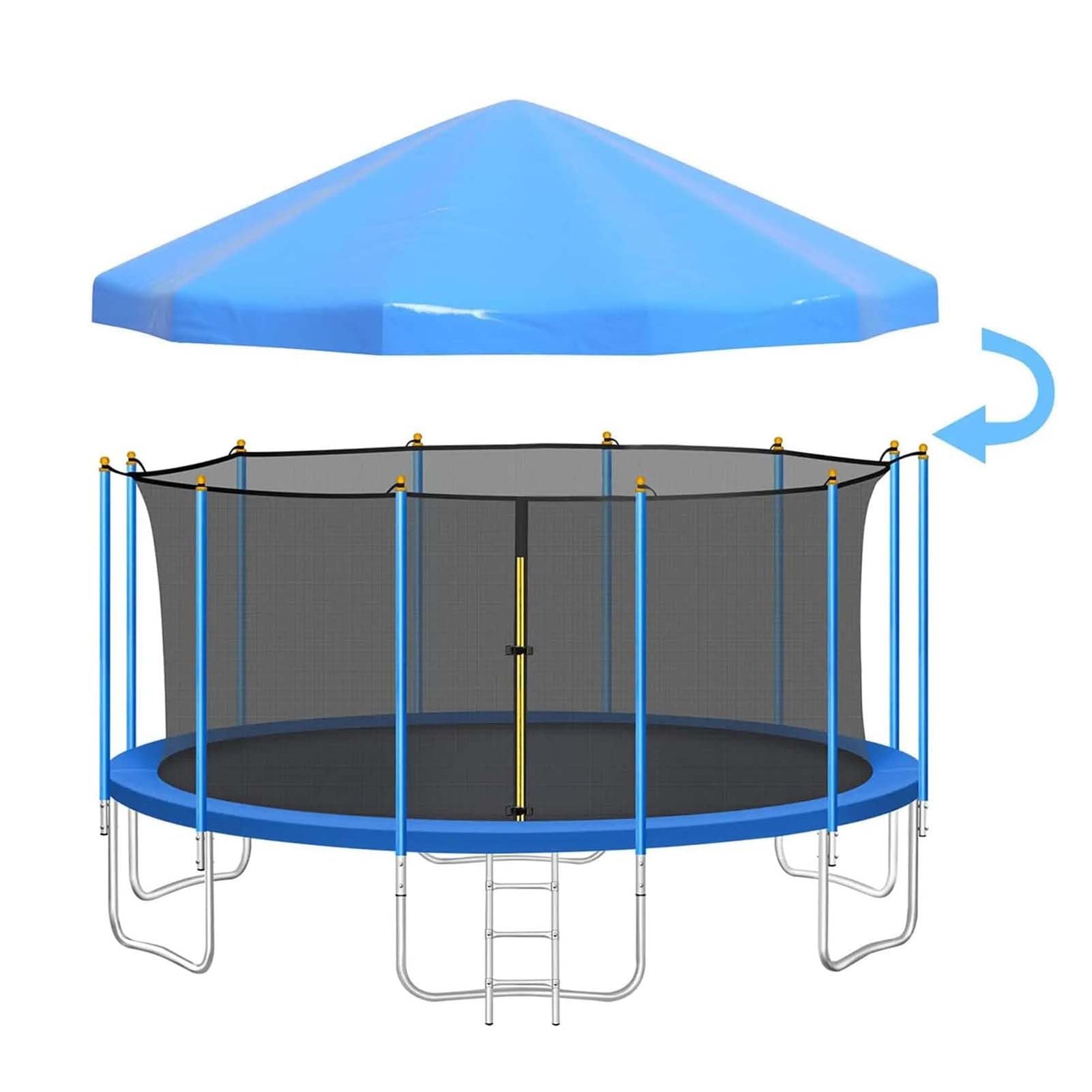 Premium Trampoline Canopy Tent with Frame - Universal Fit for 6ft to 16ft Trampolines - UV Protection Sun Shade Cover for Outdoor Sports - Waterproof & Weather Resistant for Sun, Rain & Snow Protection - Perfect for Backyard Play, Exercise and Family Fun